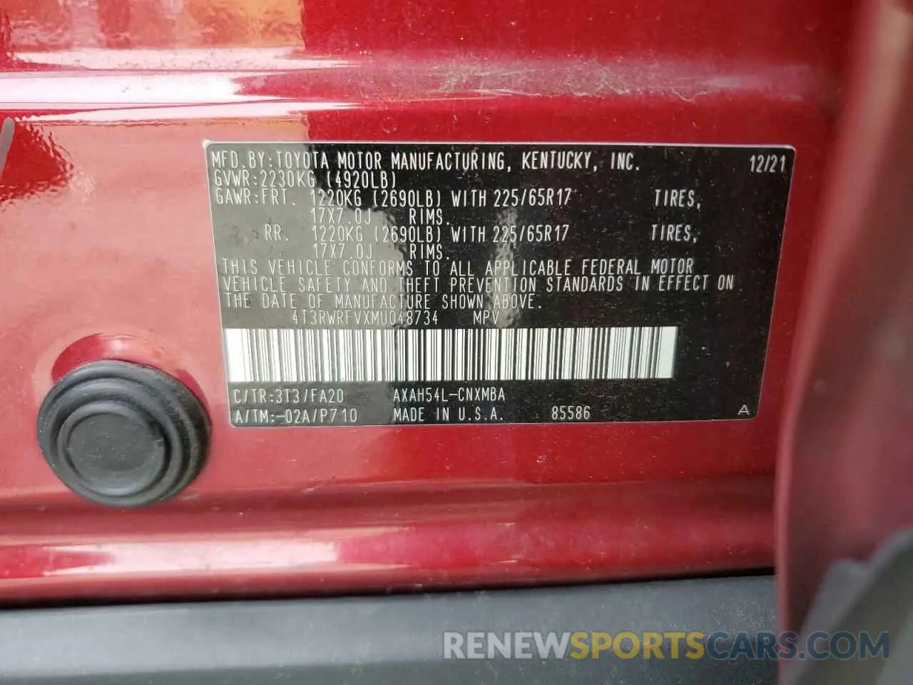 13 fotografías del automóvil dañado 4T3RWRFVXMU048734 TOYOTA RAV4 2021