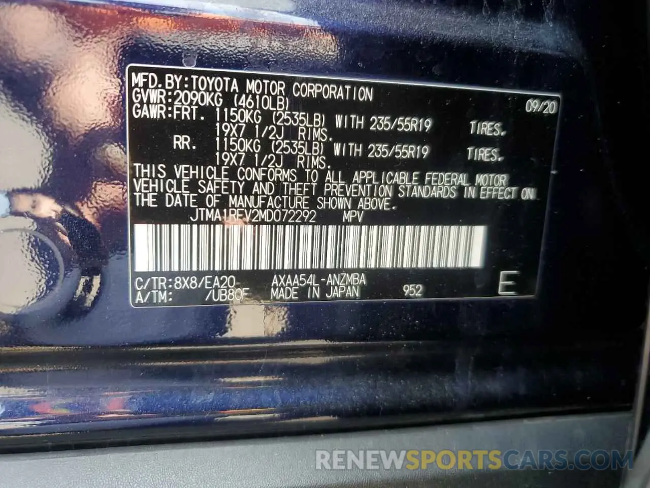 13 fotografías del automóvil dañado JTMA1RFV2MD072292 TOYOTA RAV4 2021