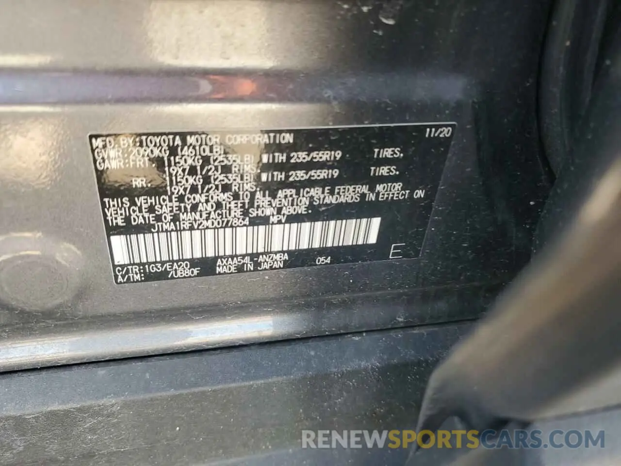 15 fotografías del automóvil dañado JTMA1RFV2MD077864 TOYOTA RAV4 2021
