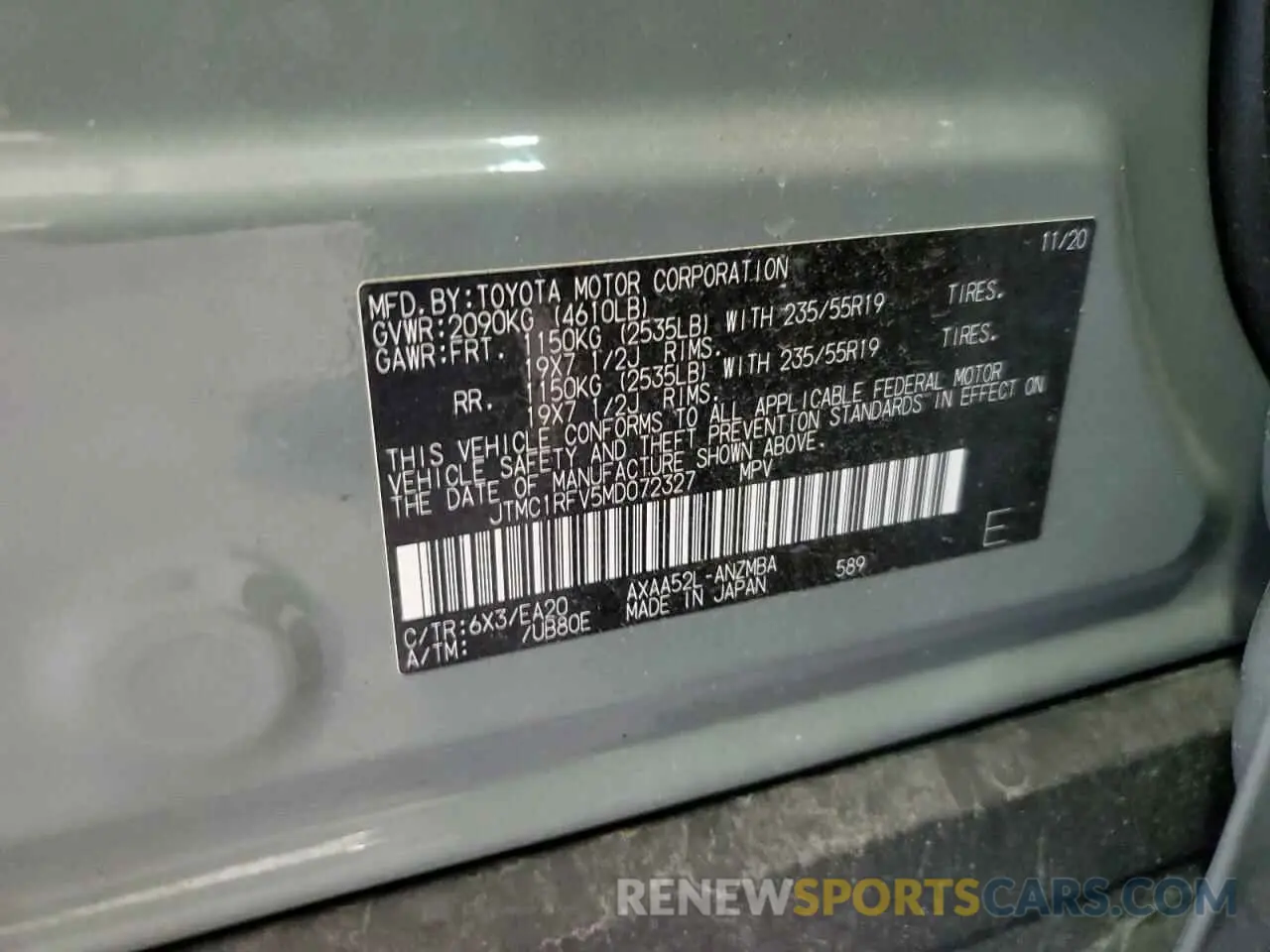 13 fotografías del automóvil dañado JTMC1RFV5MD072327 TOYOTA RAV4 2021