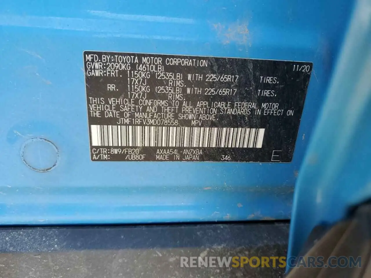 13 fotografías del automóvil dañado JTMF1RFV3MD078558 TOYOTA RAV4 2021