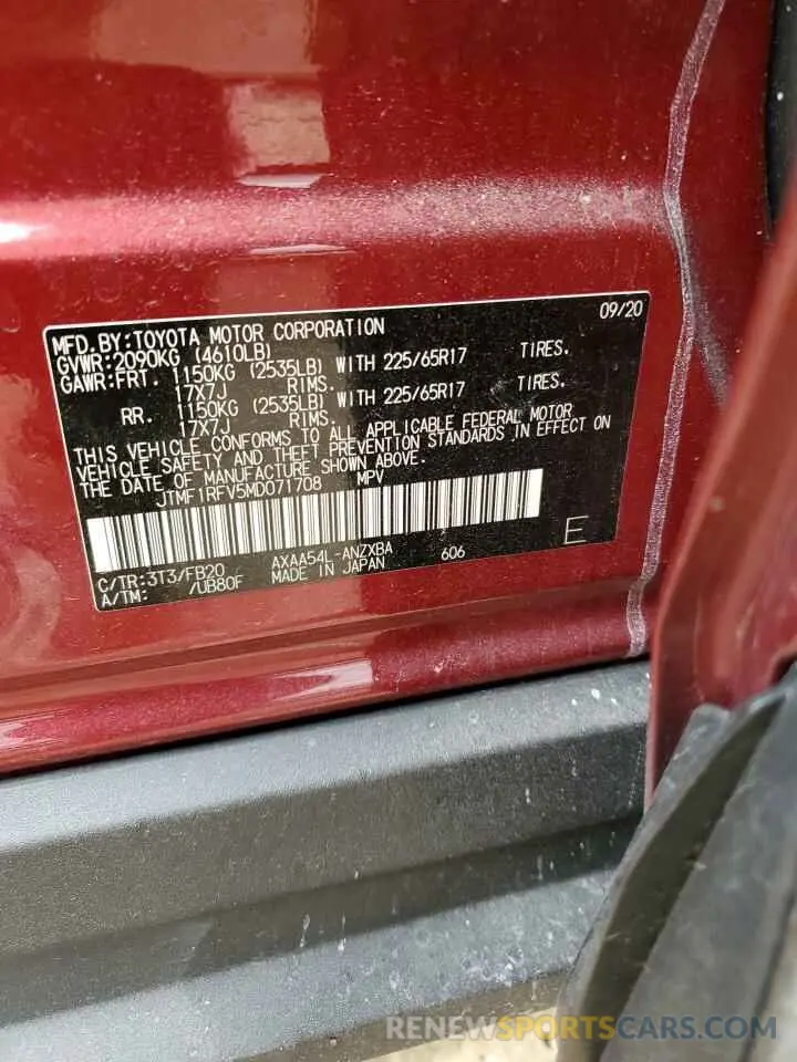 13 fotografías del automóvil dañado JTMF1RFV5MD071708 TOYOTA RAV4 2021