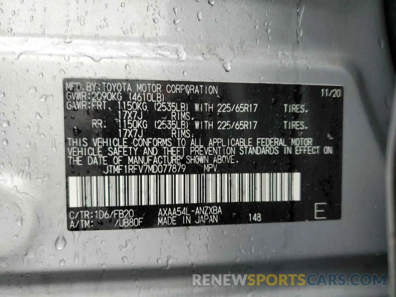 13 fotografías del automóvil dañado JTMF1RFV7MD077879 TOYOTA RAV4 2021