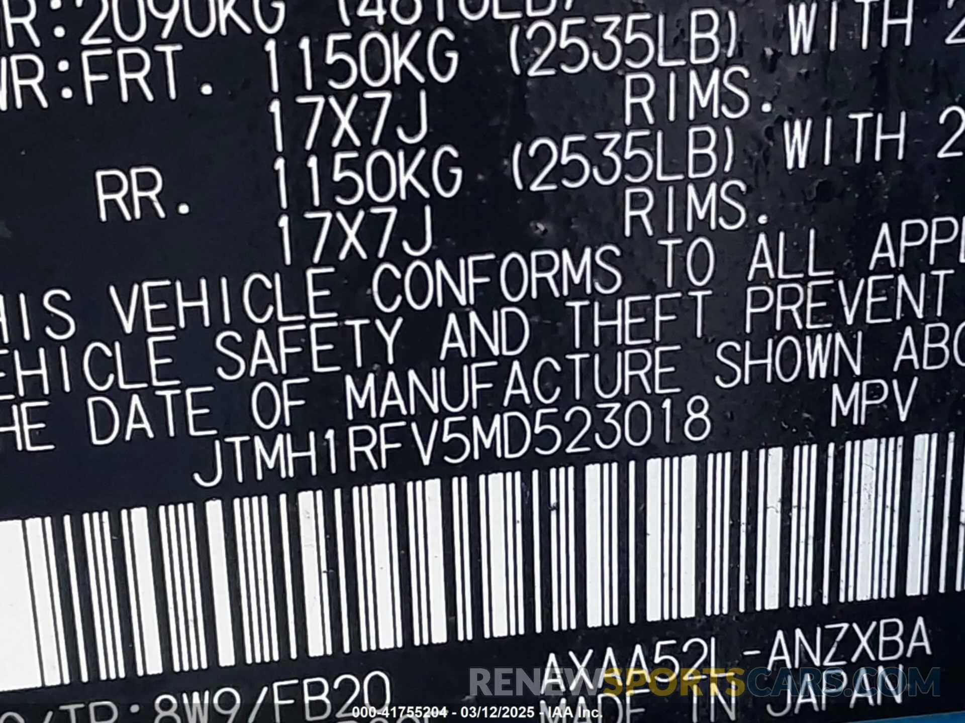 9 fotografías del automóvil dañado JTMH1RFV5MD523018 TOYOTA RAV4 2021