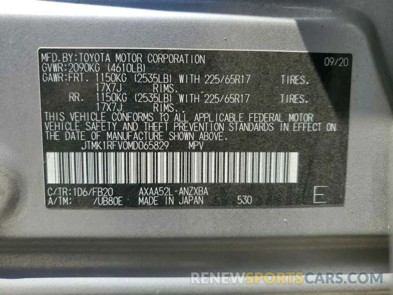 13 fotografías del automóvil dañado JTMK1RFV0MD065829 TOYOTA RAV4 2021