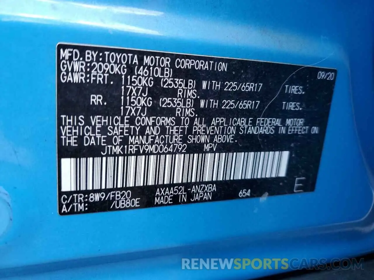 14 fotografías del automóvil dañado JTMK1RFV9MD064792 TOYOTA RAV4 2021