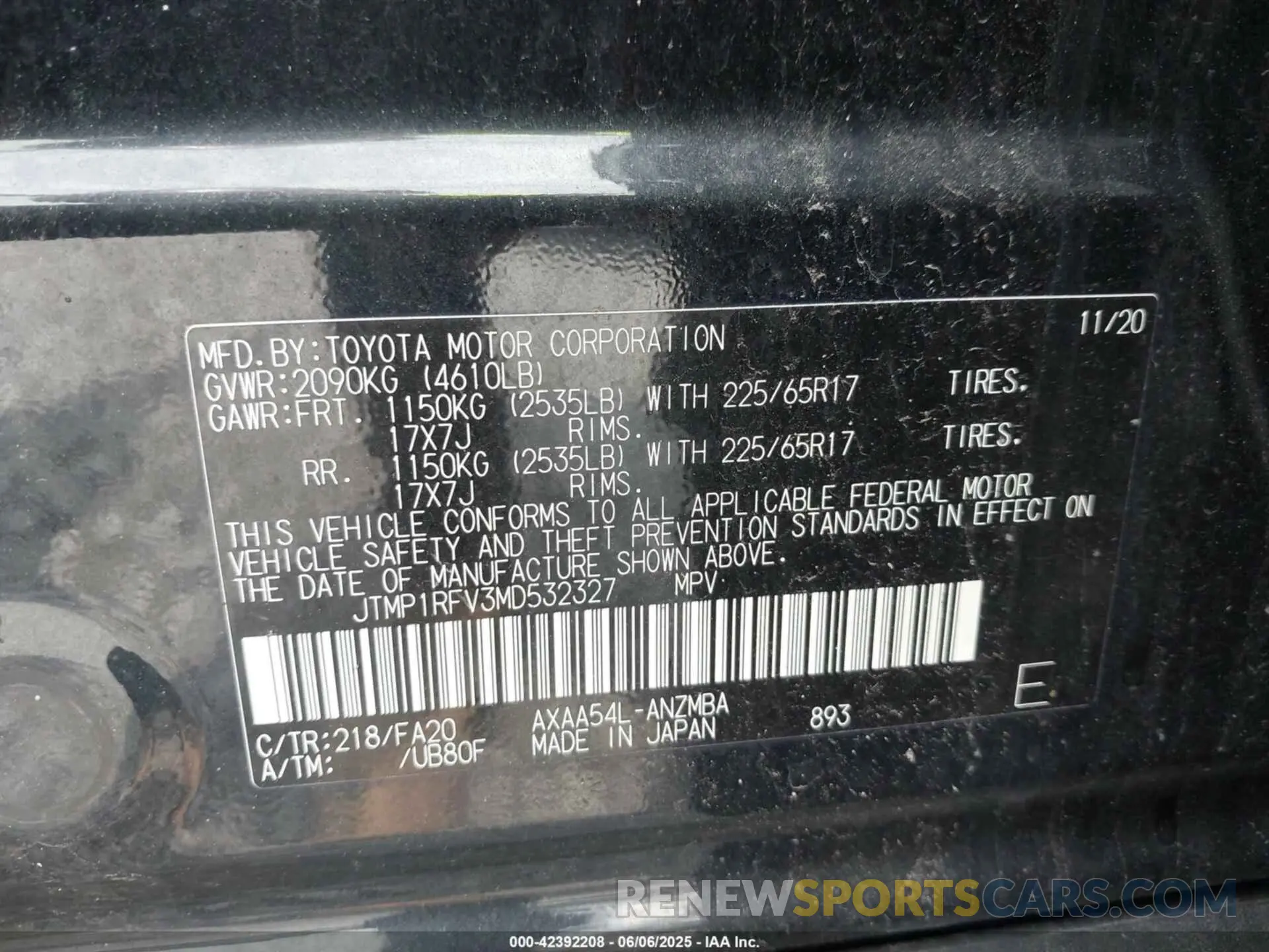 9 fotografías del automóvil dañado JTMP1RFV3MD532327 TOYOTA RAV4 2021