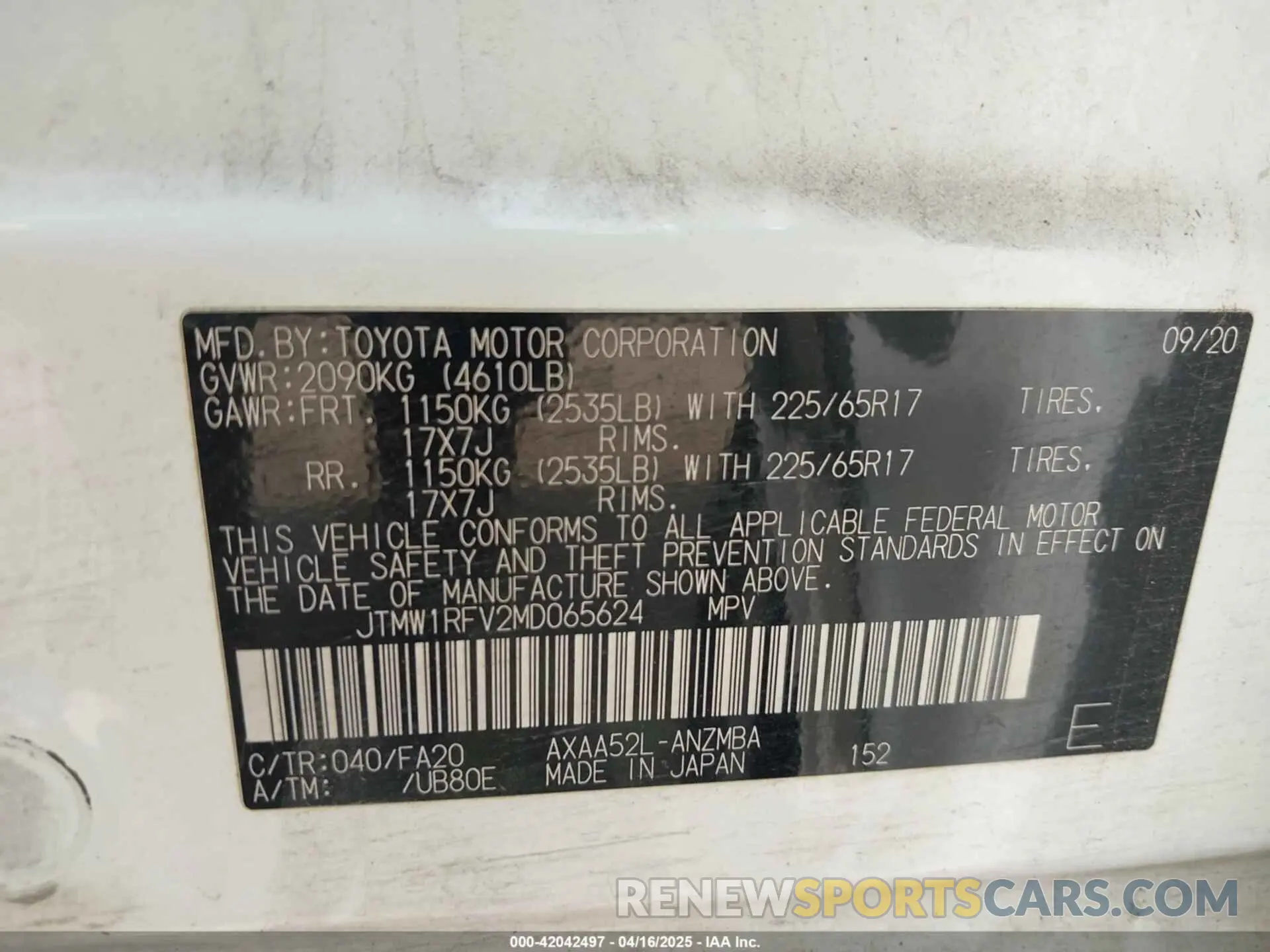 9 fotografías del automóvil dañado JTMW1RFV2MD065624 TOYOTA RAV4 2021