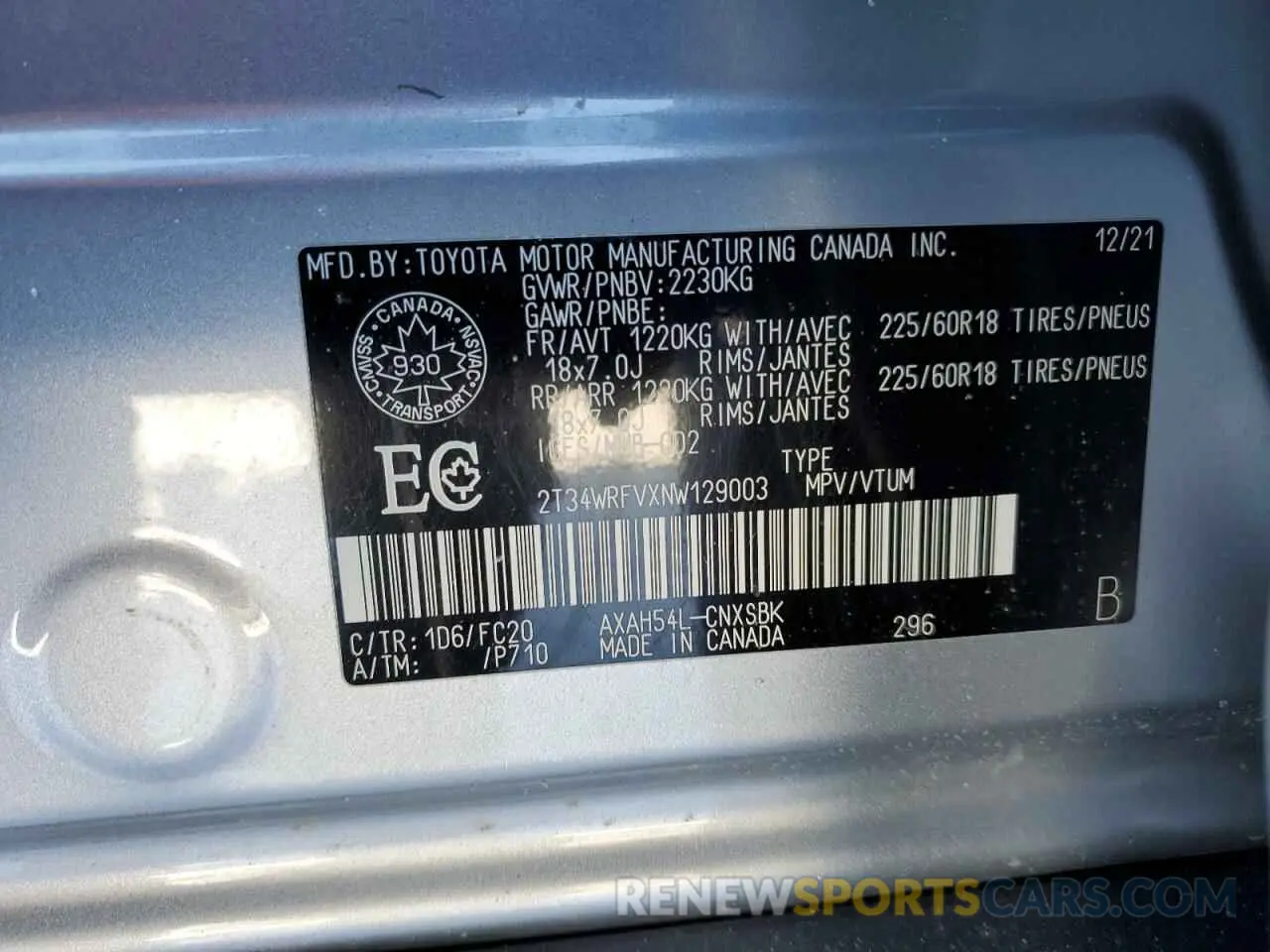 14 fotografías del automóvil dañado 2T34WRFVXNW129003 TOYOTA RAV4 2022