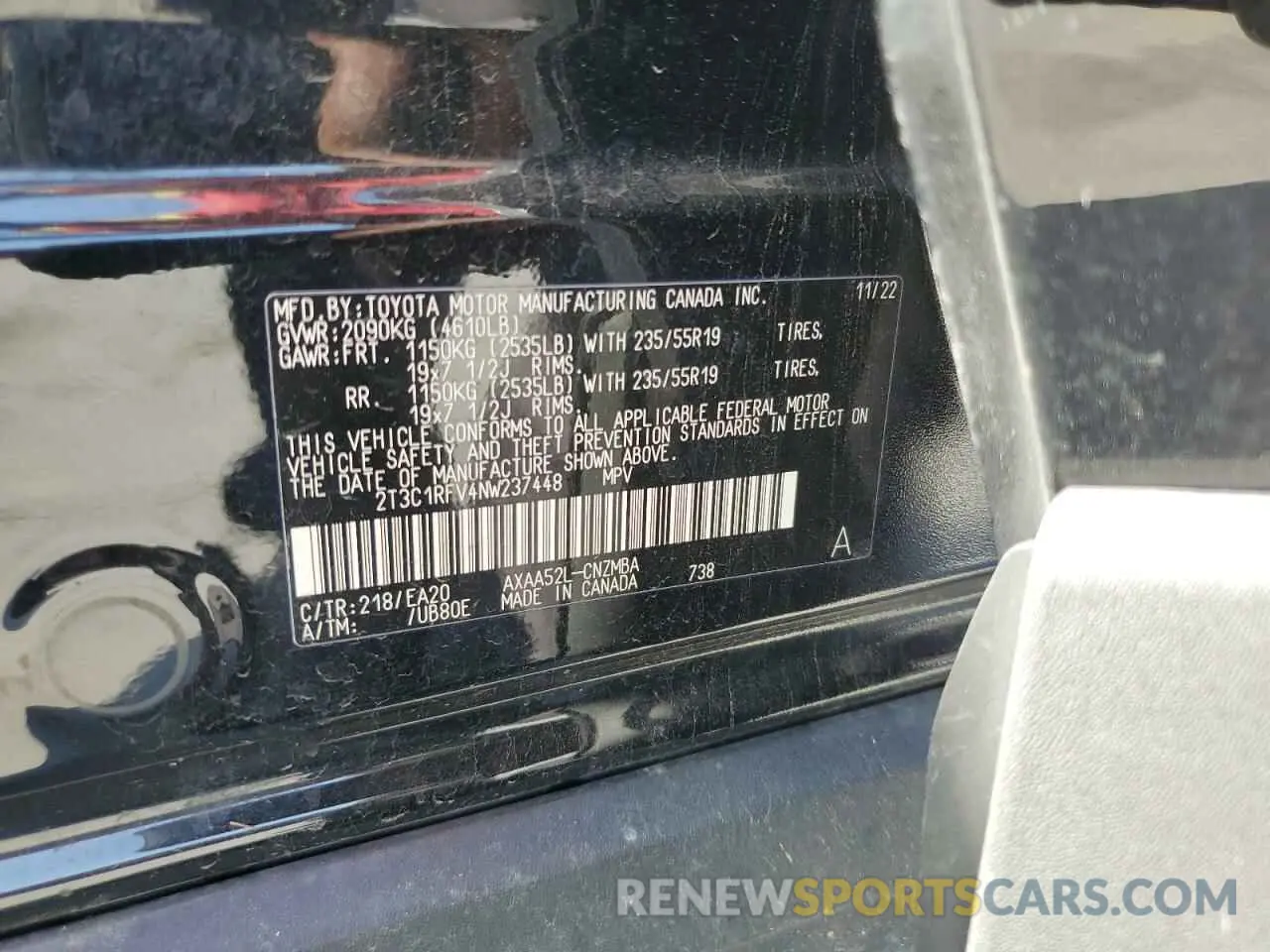 14 fotografías del automóvil dañado 2T3C1RFV4NW237448 TOYOTA RAV4 2022