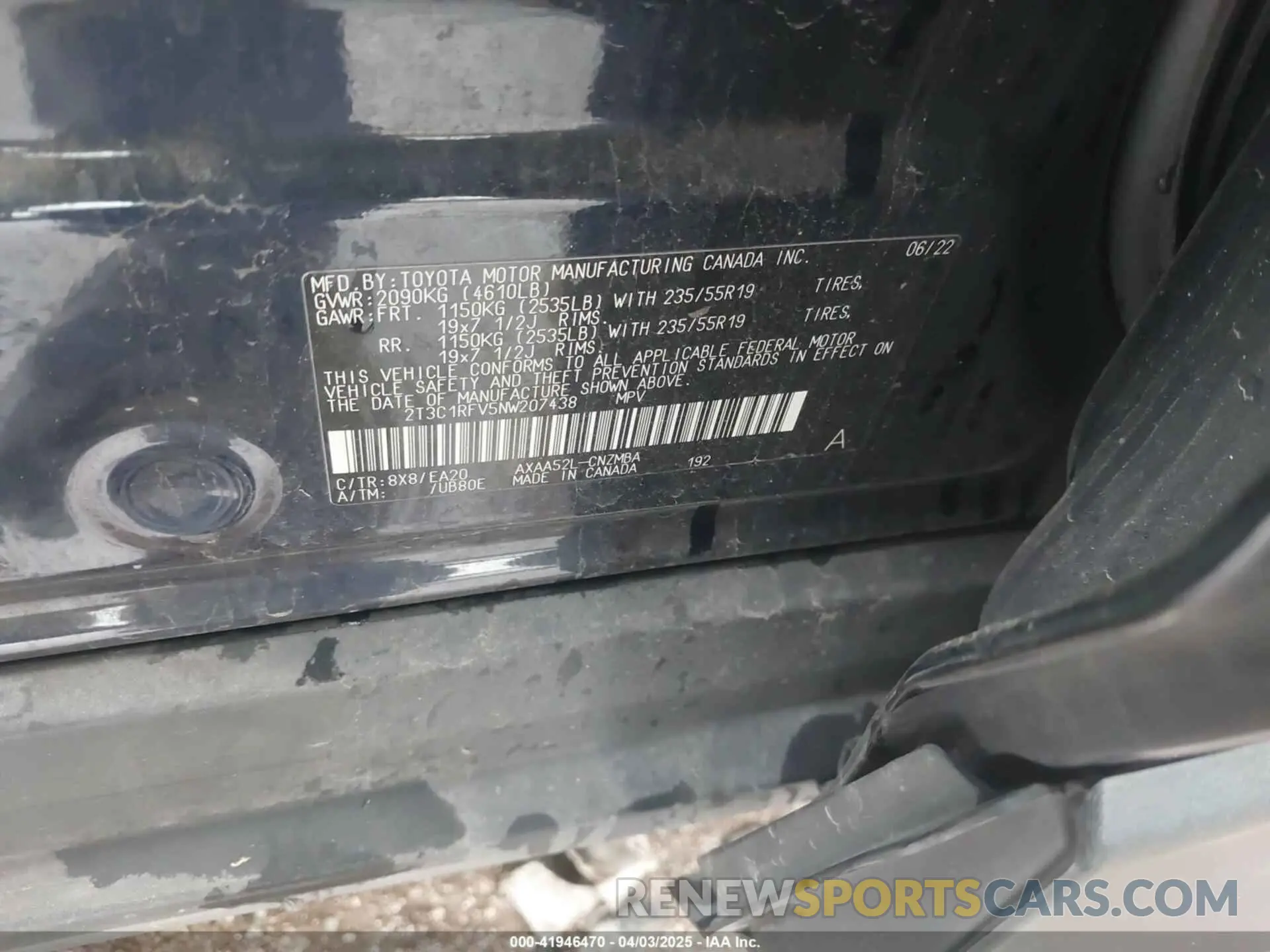 9 fotografías del automóvil dañado 2T3C1RFV5NW207438 TOYOTA RAV4 2022