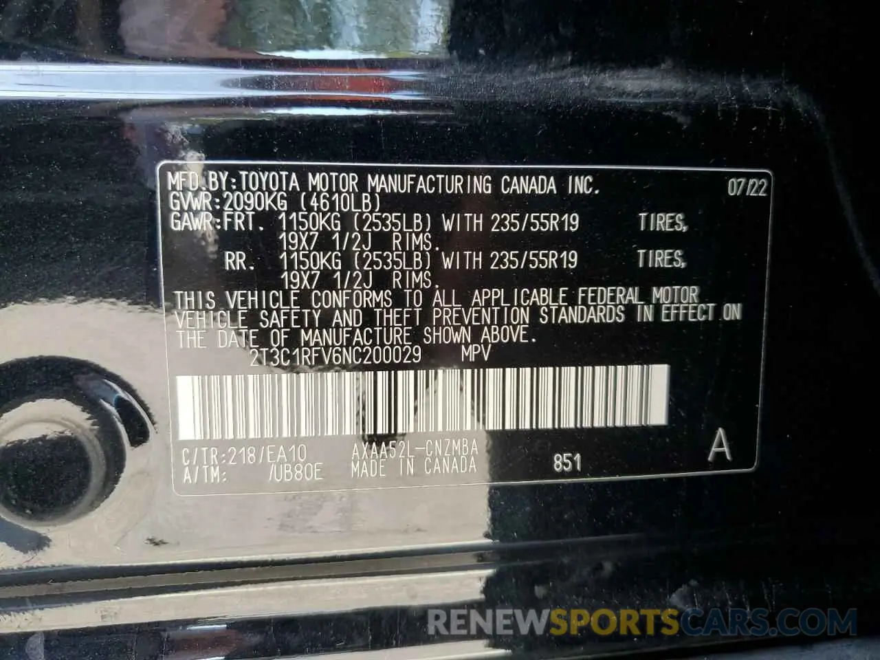 13 fotografías del automóvil dañado 2T3C1RFV6NC200029 TOYOTA RAV4 2022