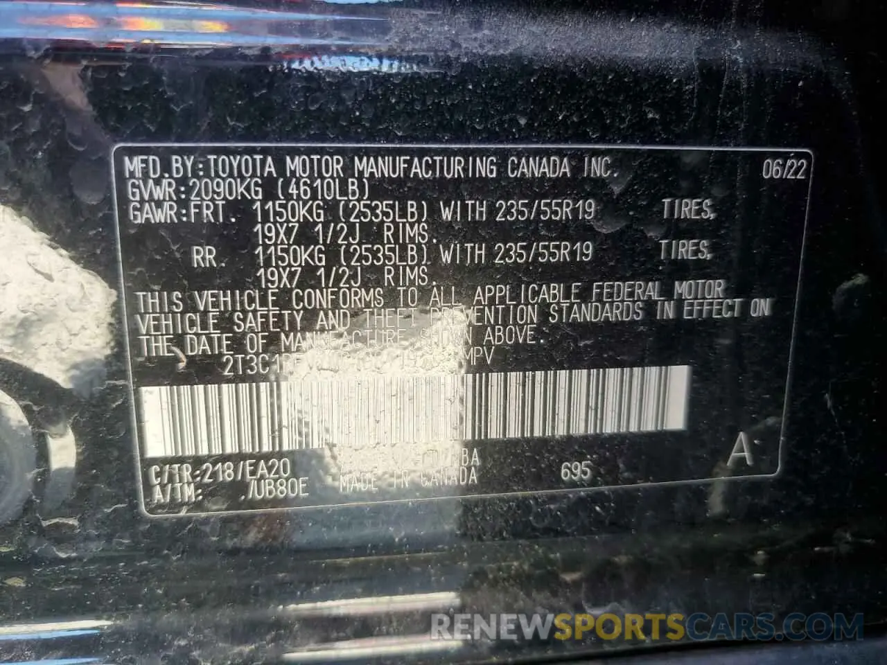 13 fotografías del automóvil dañado 2T3C1RFV7NC198419 TOYOTA RAV4 2022