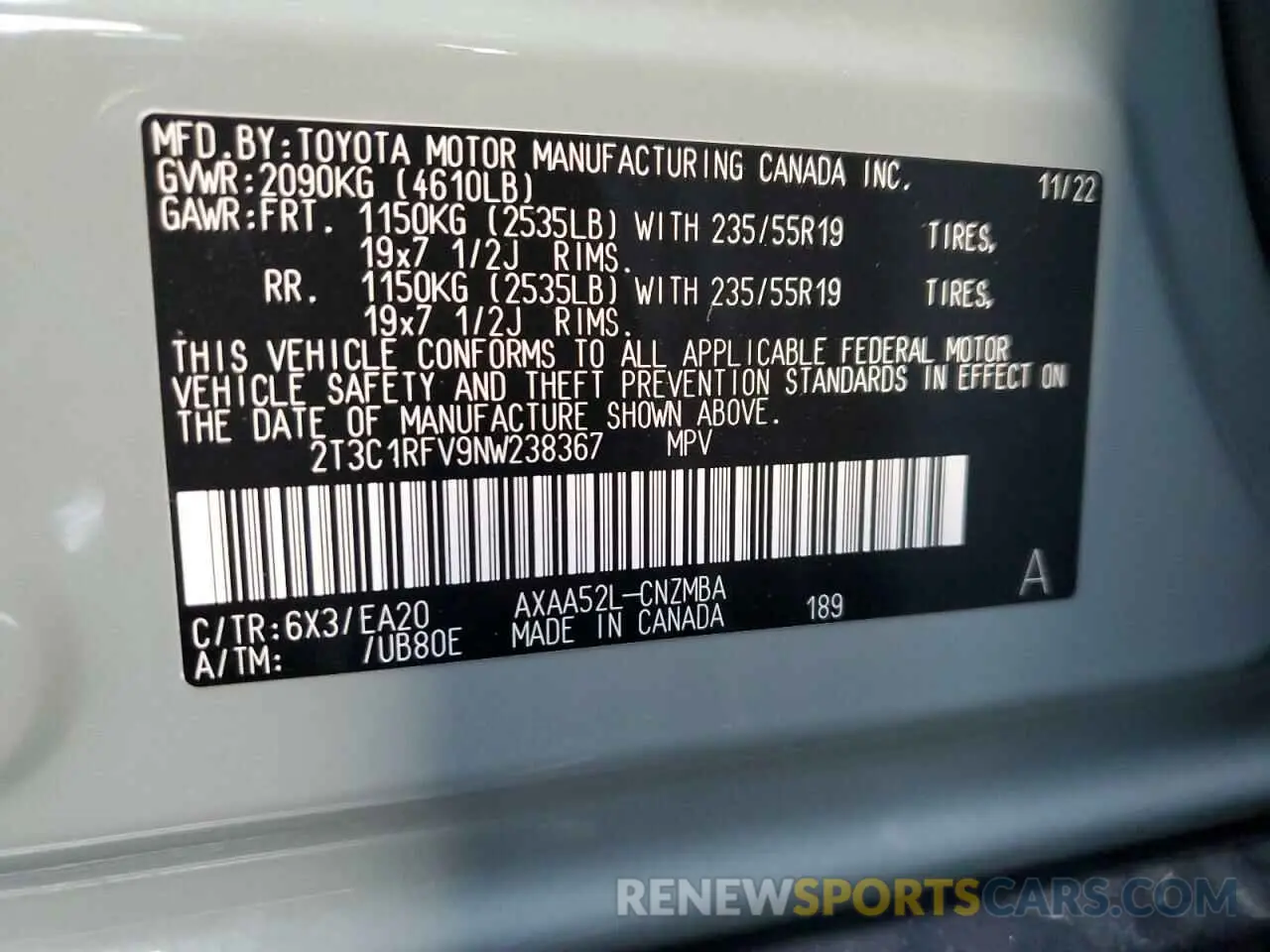 14 fotografías del automóvil dañado 2T3C1RFV9NW238367 TOYOTA RAV4 2022