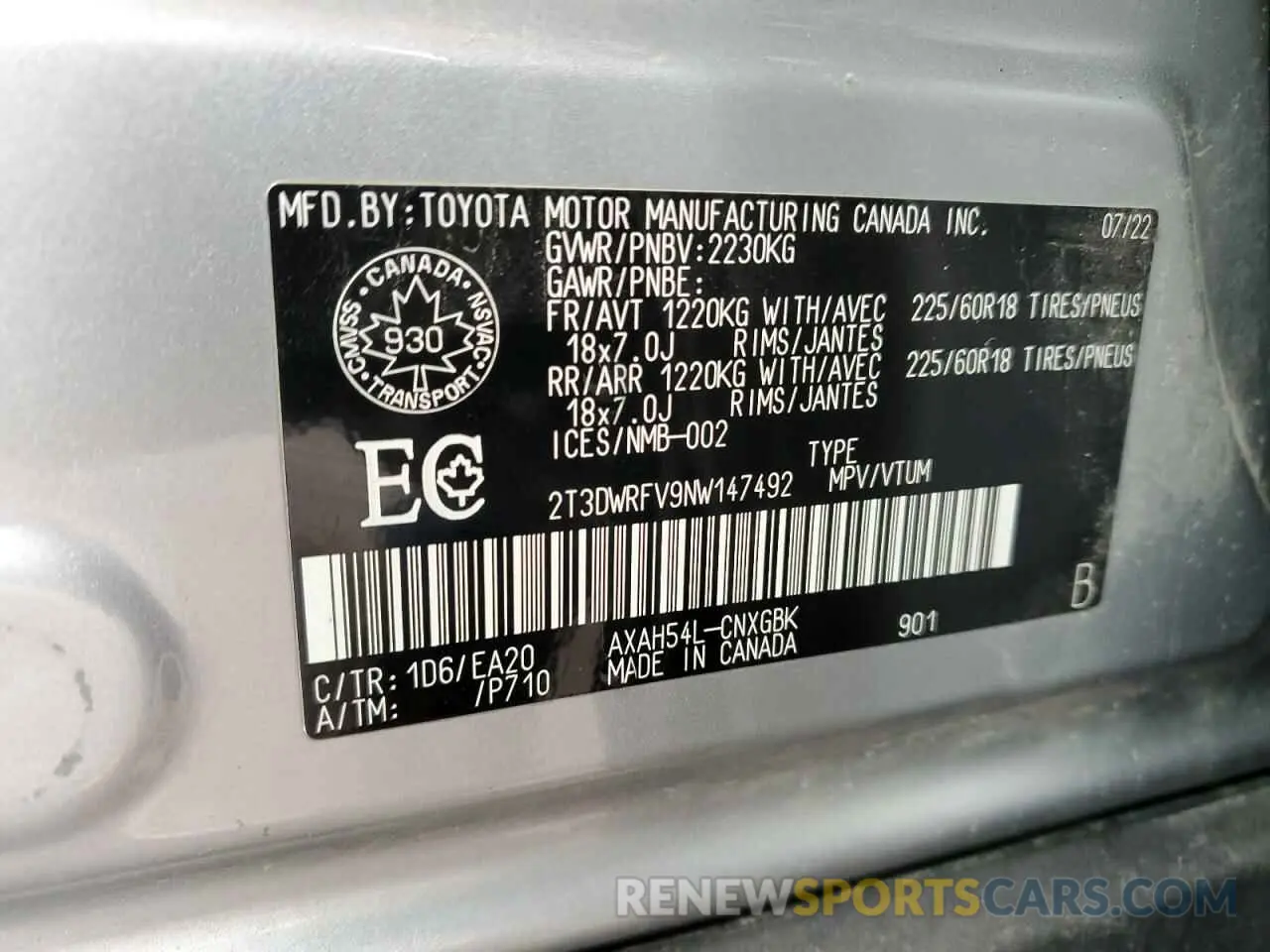 12 fotografías del automóvil dañado 2T3DWRFV9NW147492 TOYOTA RAV4 2022