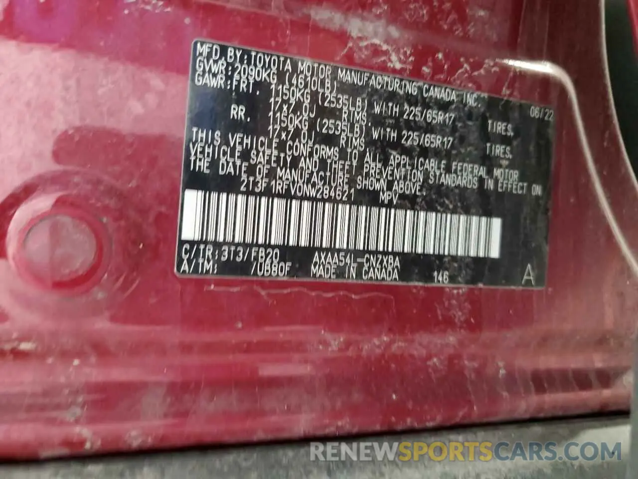 13 fotografías del automóvil dañado 2T3F1RFV0NW284621 TOYOTA RAV4 2022