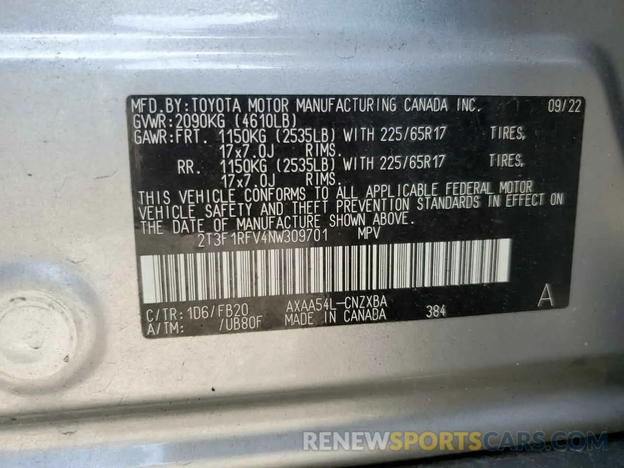 13 fotografías del automóvil dañado 2T3F1RFV4NW309701 TOYOTA RAV4 2022