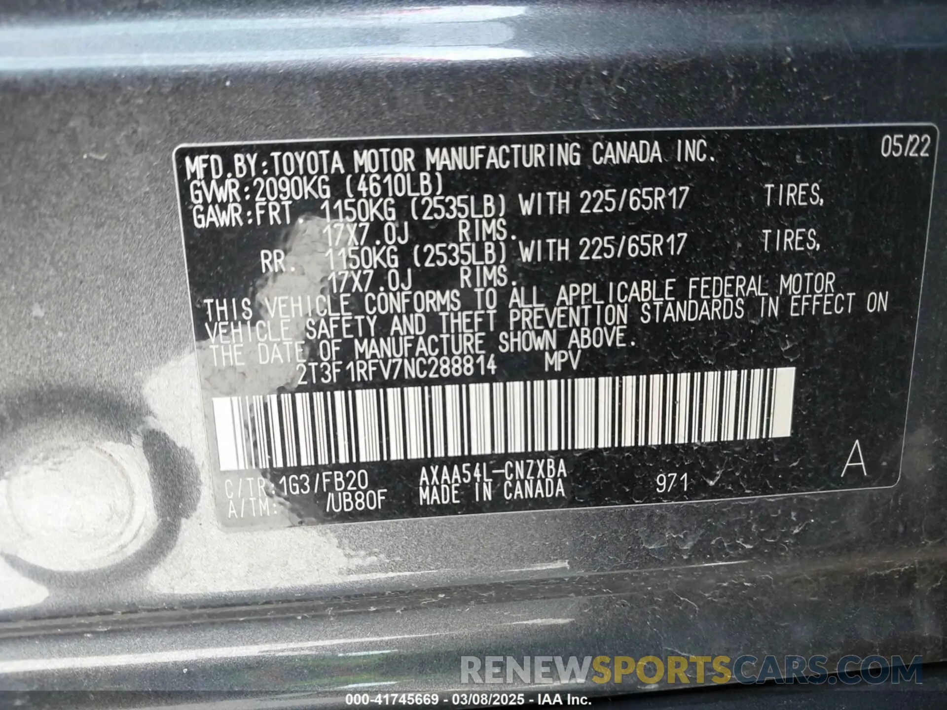 9 fotografías del automóvil dañado 2T3F1RFV7NC288814 TOYOTA RAV4 2022