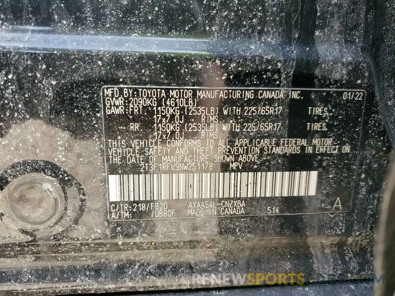 14 fotografías del automóvil dañado 2T3F1RFV9NW251178 TOYOTA RAV4 2022