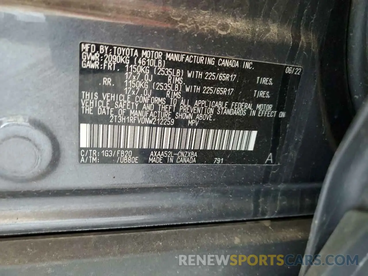 13 fotografías del automóvil dañado 2T3H1RFV0NW212259 TOYOTA RAV4 2022