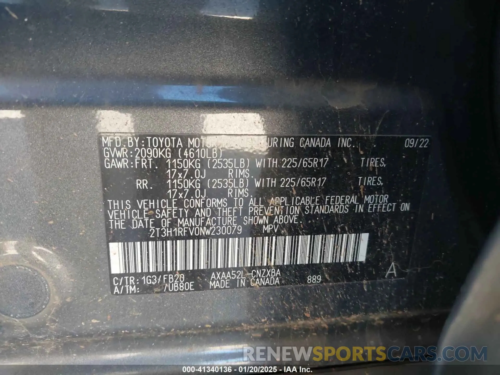 9 fotografías del automóvil dañado 2T3H1RFV0NW230079 TOYOTA RAV4 2022