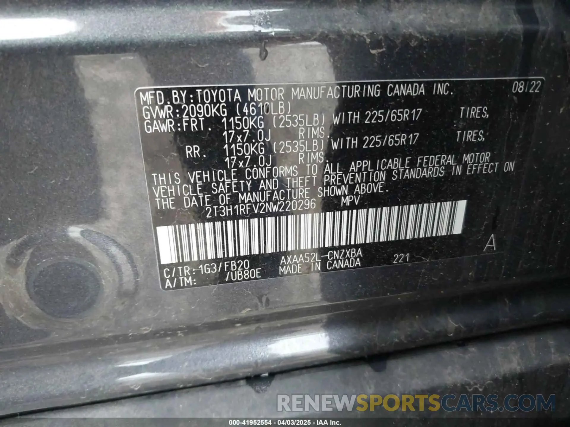 9 fotografías del automóvil dañado 2T3H1RFV2NW220296 TOYOTA RAV4 2022