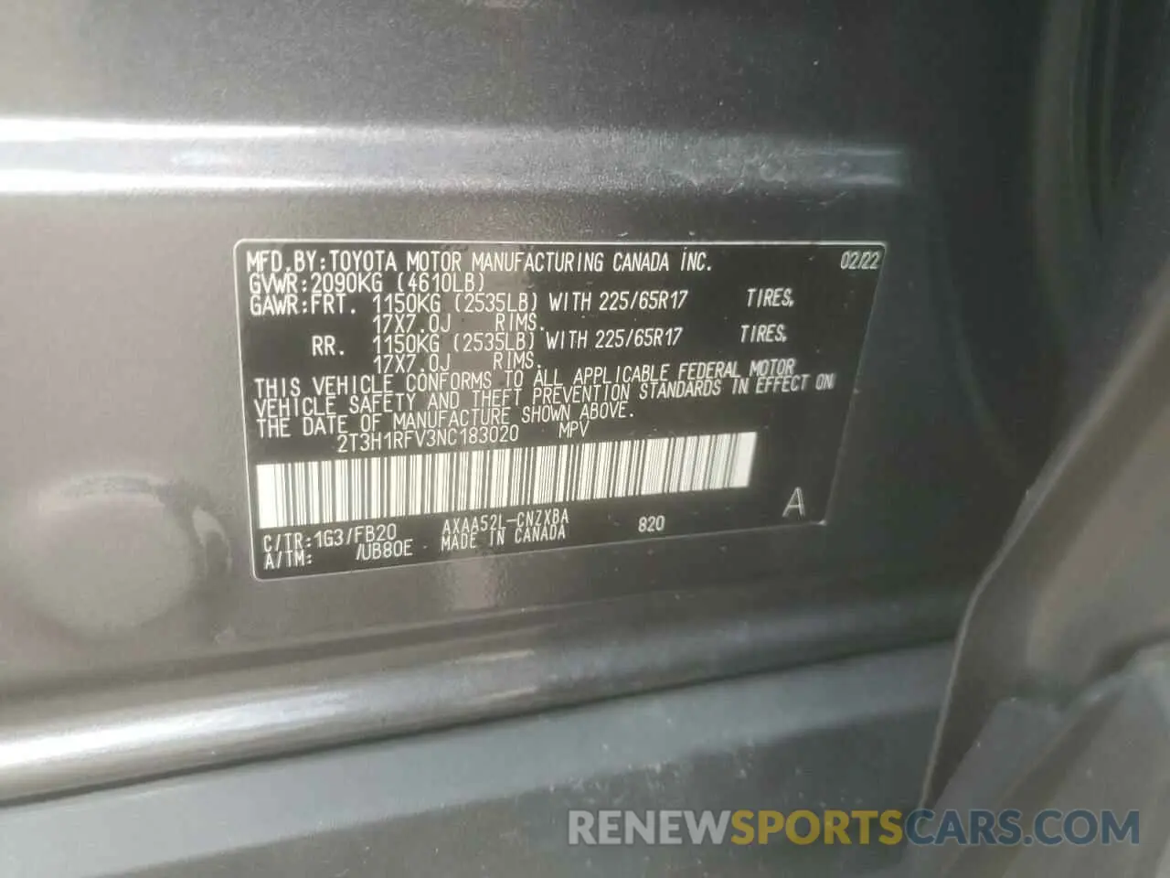 13 fotografías del automóvil dañado 2T3H1RFV3NC183020 TOYOTA RAV4 2022