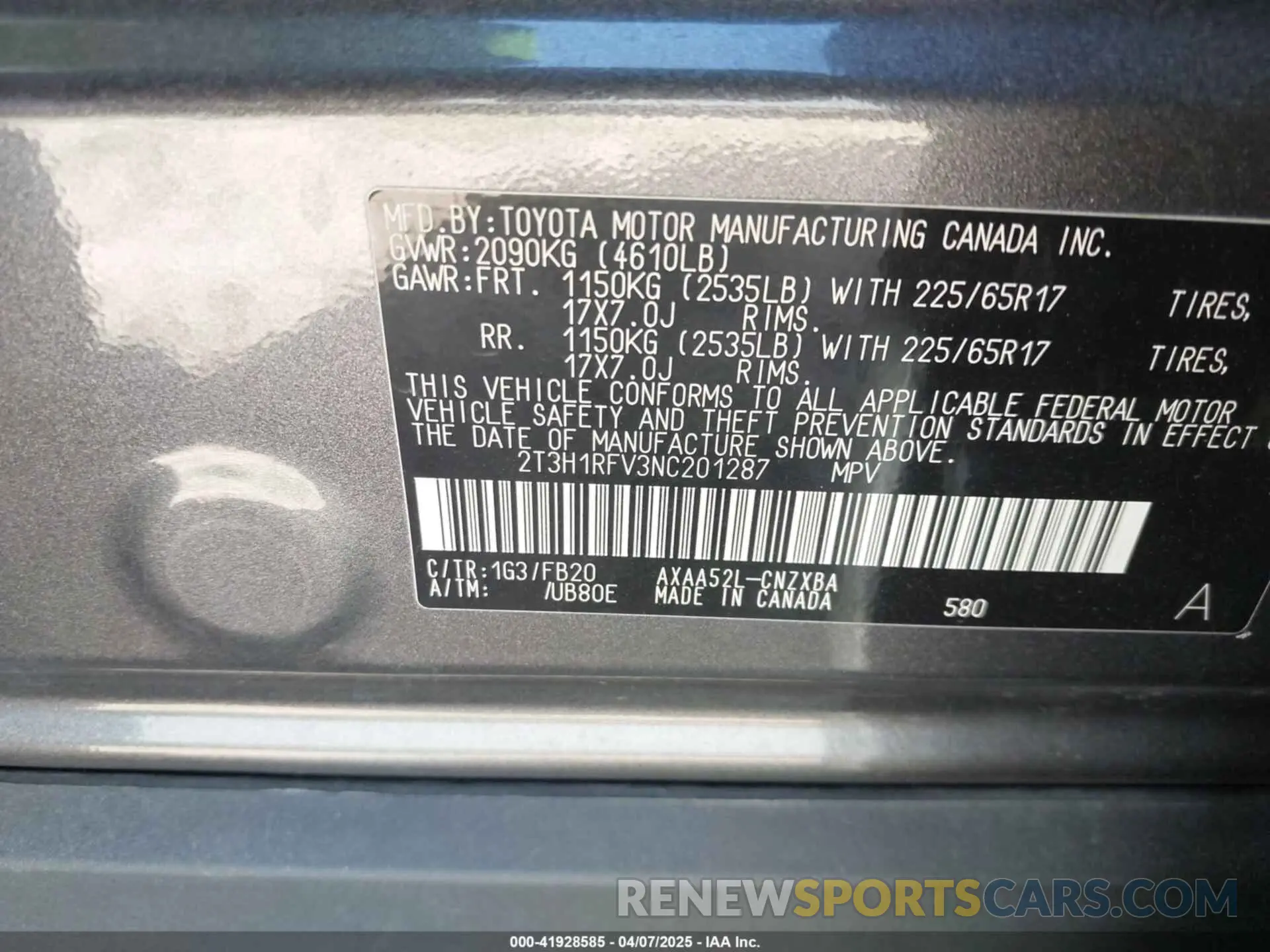 9 fotografías del automóvil dañado 2T3H1RFV3NC201287 TOYOTA RAV4 2022