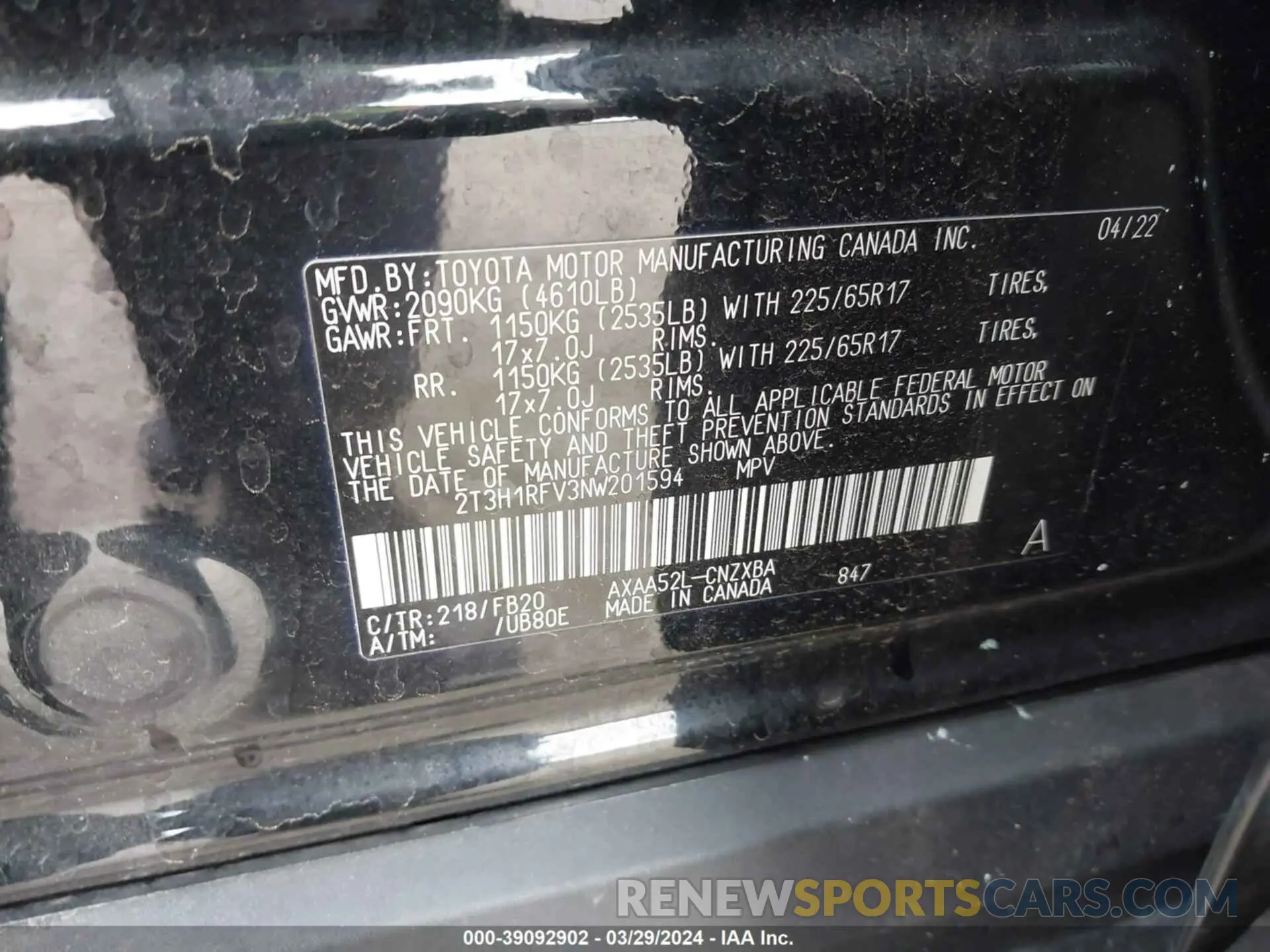 9 fotografías del automóvil dañado 2T3H1RFV3NW201594 TOYOTA RAV4 2022