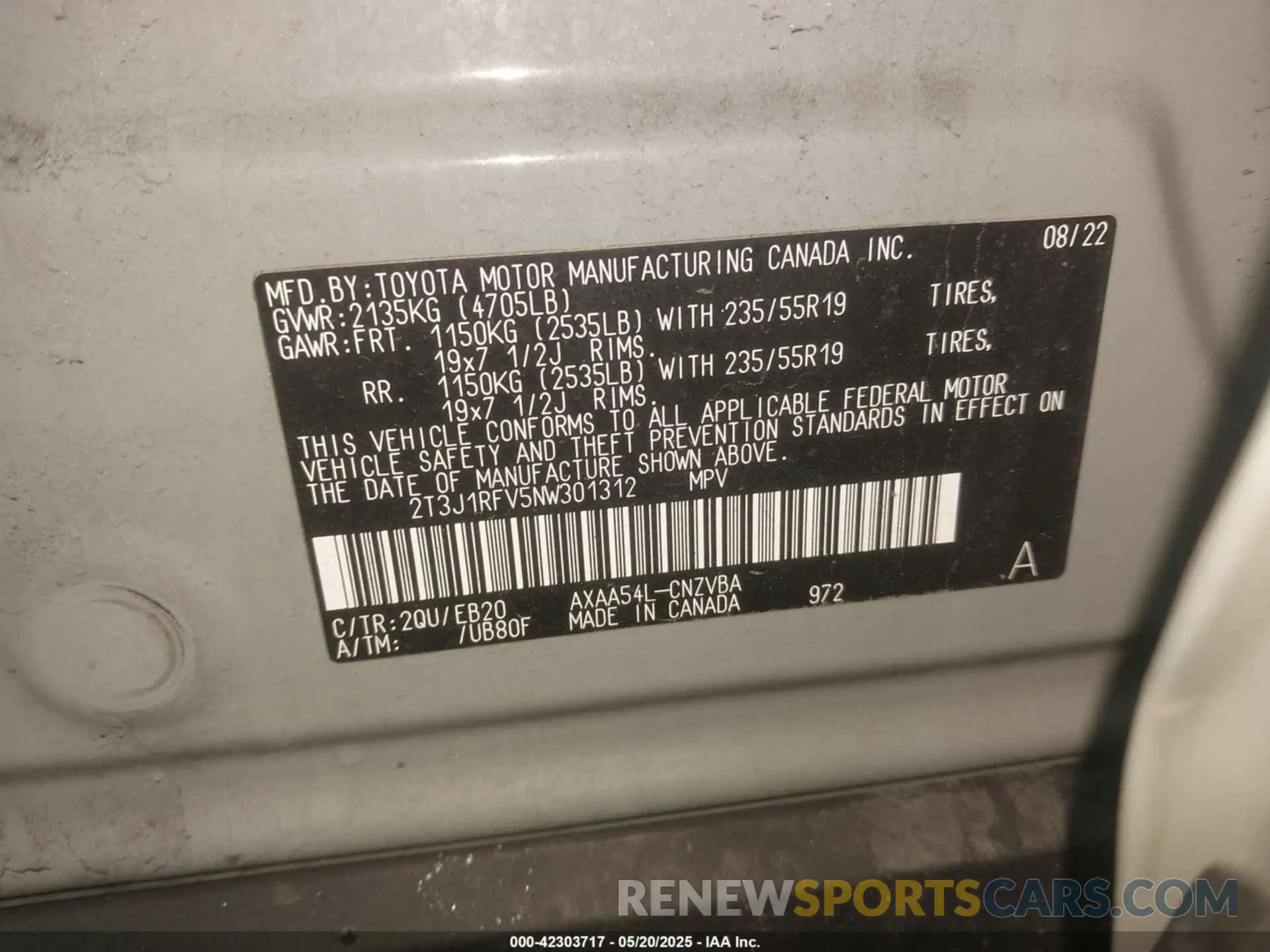 9 fotografías del automóvil dañado 2T3J1RFV5NW301312 TOYOTA RAV4 2022