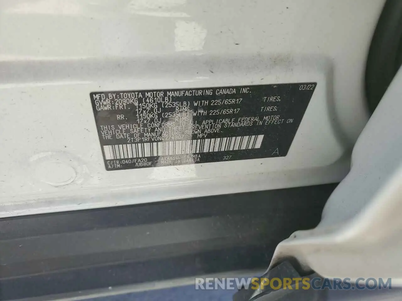 13 fotografías del automóvil dañado 2T3P1RFV0NC274807 TOYOTA RAV4 2022