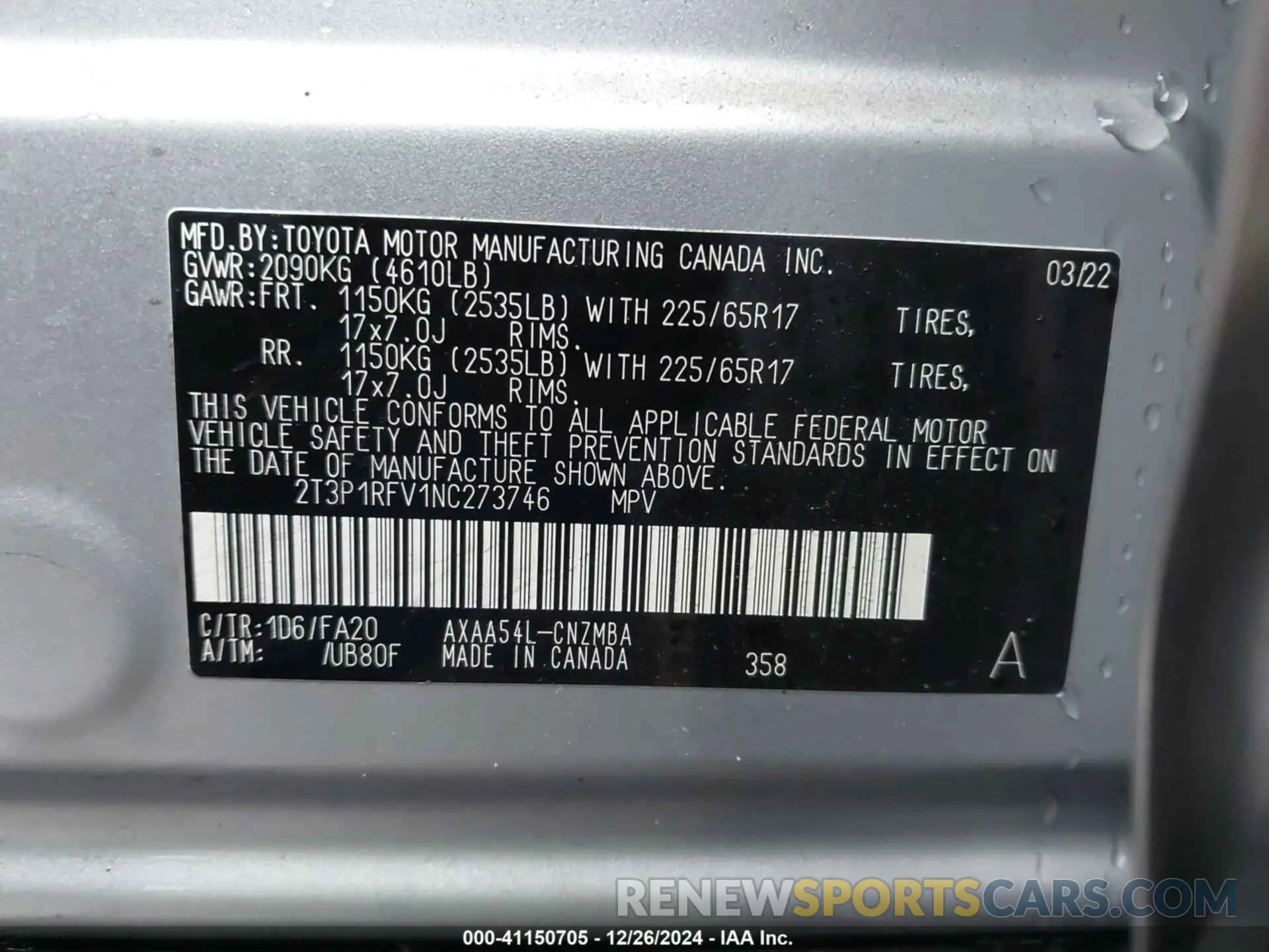 9 fotografías del automóvil dañado 2T3P1RFV1NC273746 TOYOTA RAV4 2022