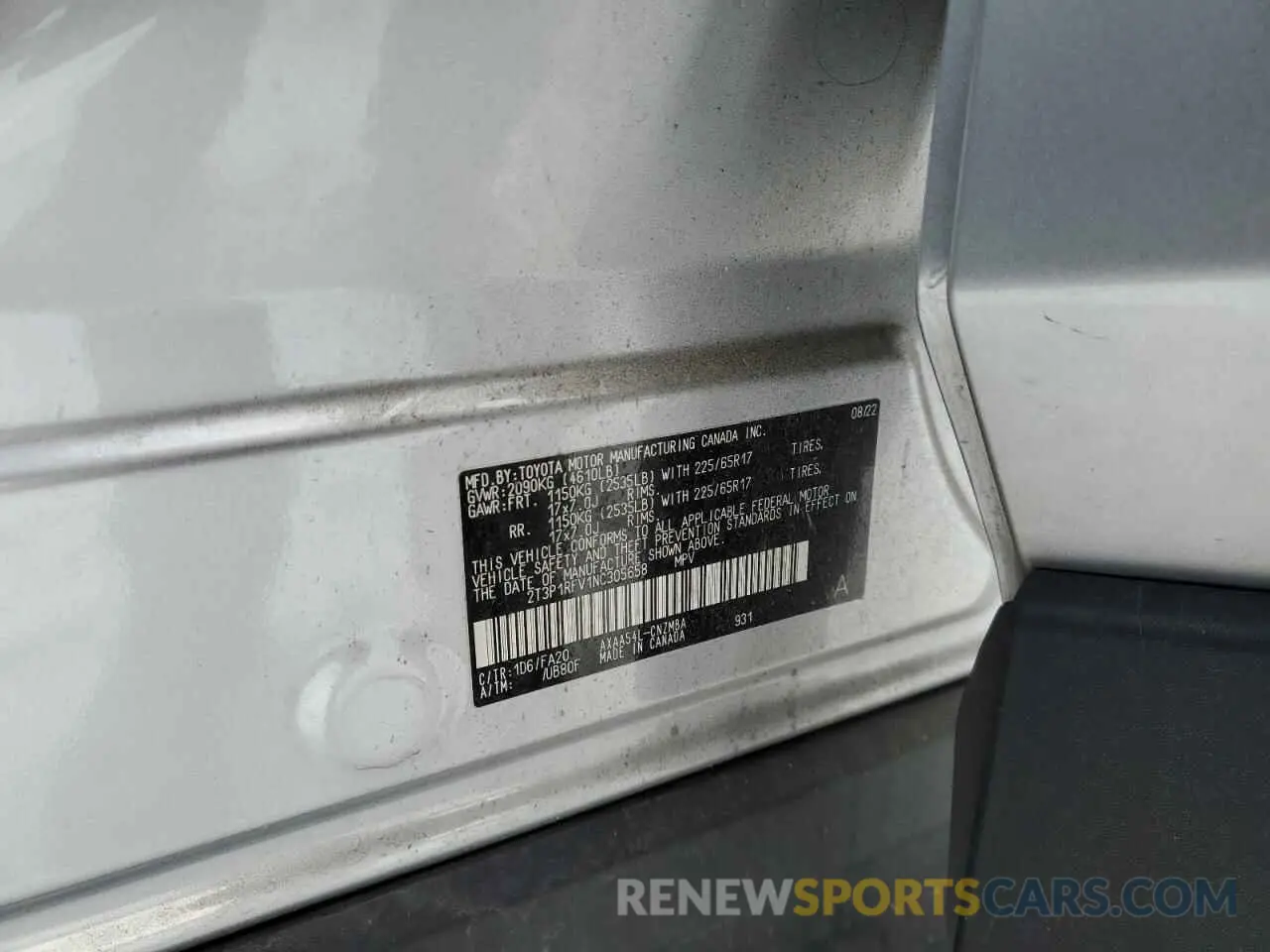 13 fotografías del automóvil dañado 2T3P1RFV1NC305658 TOYOTA RAV4 2022