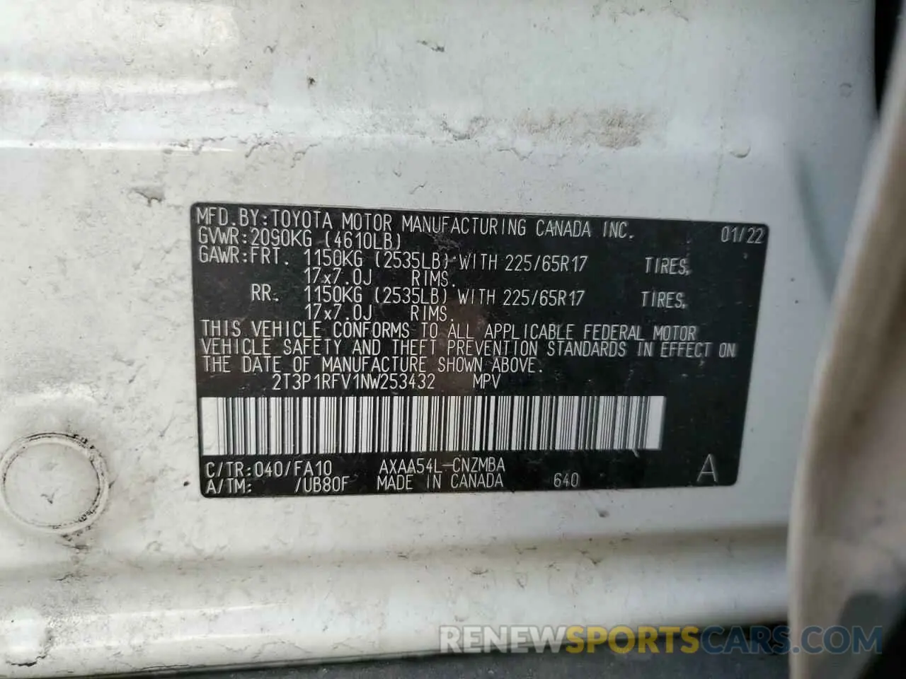 13 fotografías del automóvil dañado 2T3P1RFV1NW253432 TOYOTA RAV4 2022