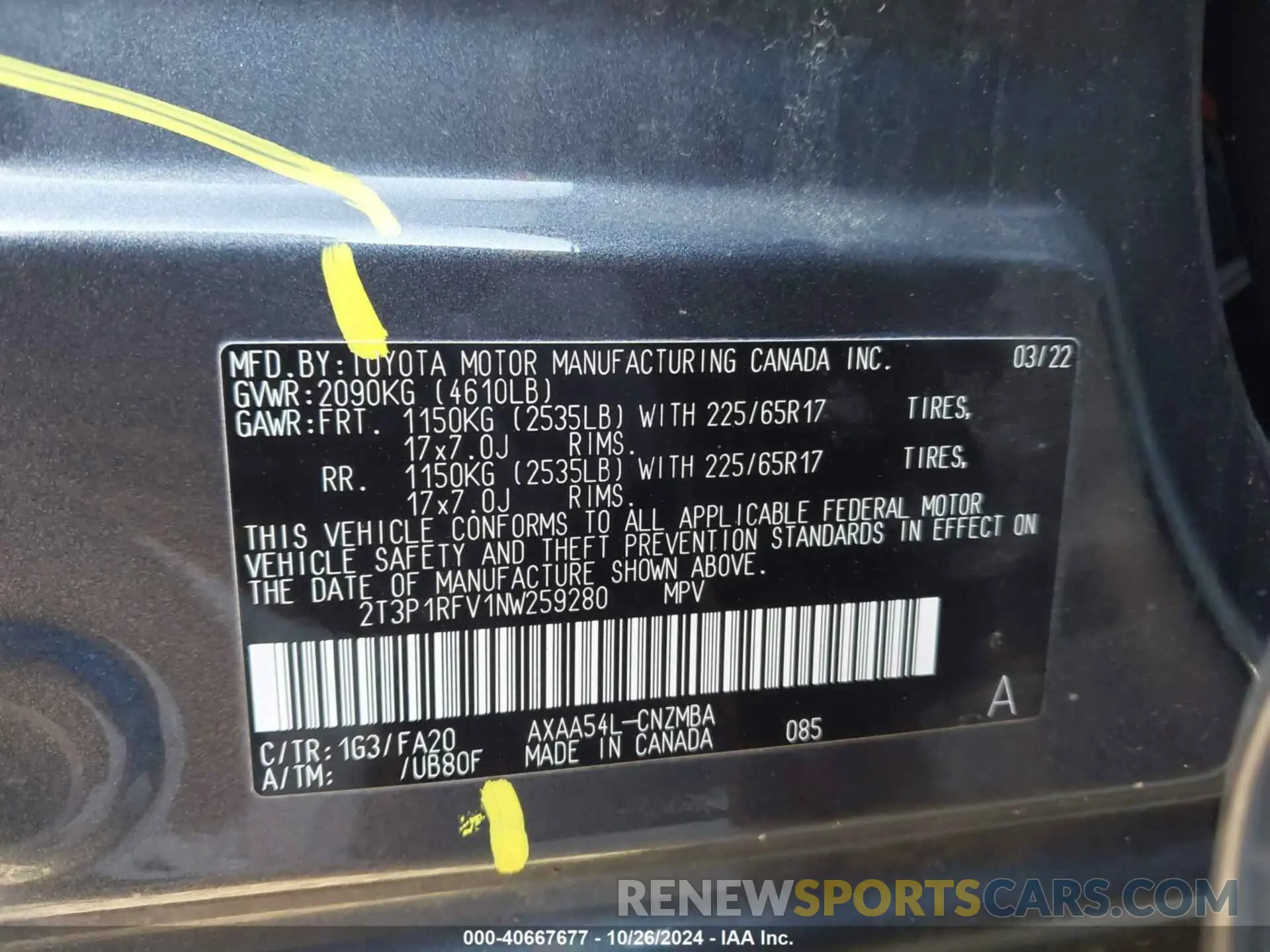9 fotografías del automóvil dañado 2T3P1RFV1NW259280 TOYOTA RAV4 2022