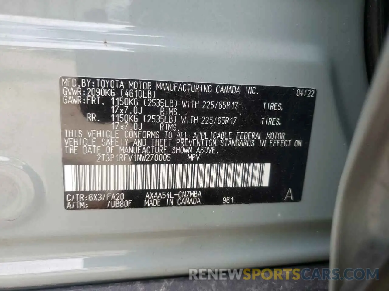 13 fotografías del automóvil dañado 2T3P1RFV1NW270005 TOYOTA RAV4 2022