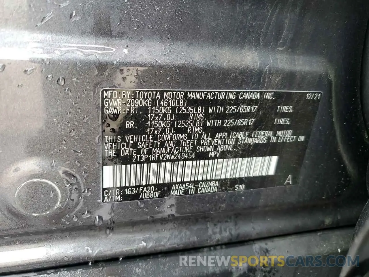 13 fotografías del automóvil dañado 2T3P1RFV2NW249454 TOYOTA RAV4 2022
