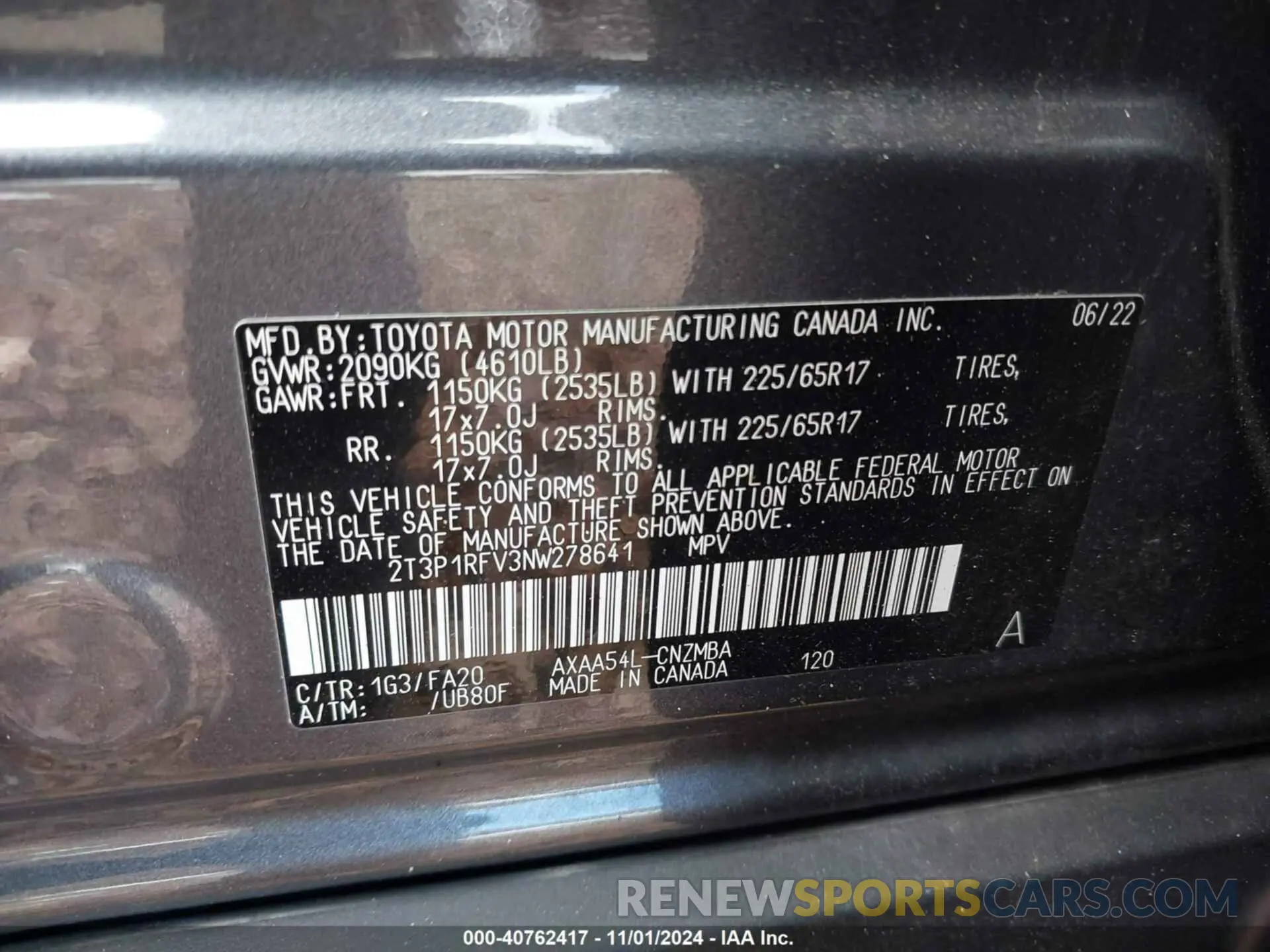 9 fotografías del automóvil dañado 2T3P1RFV3NW278641 TOYOTA RAV4 2022