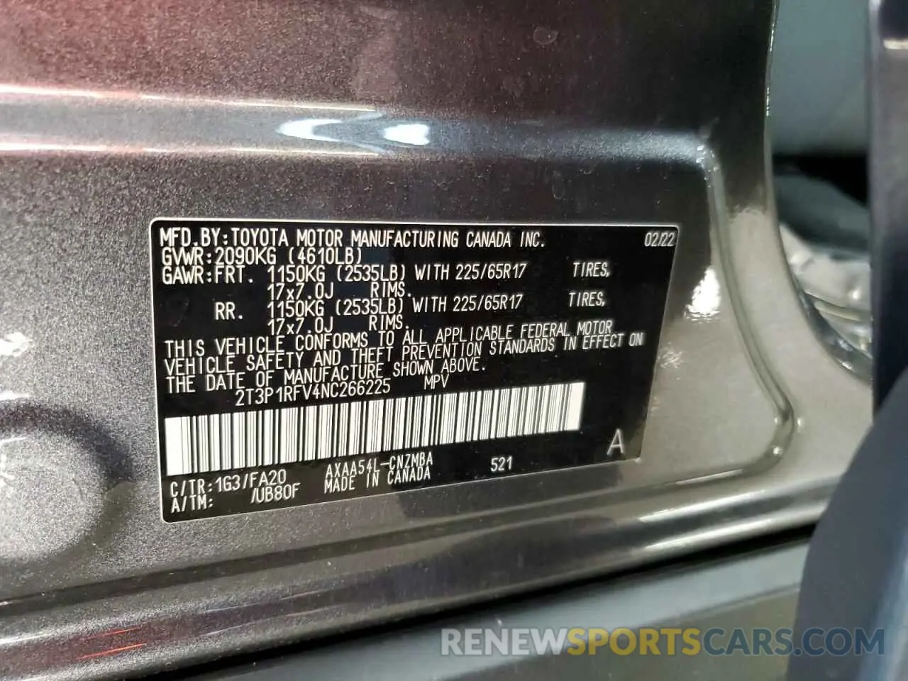 13 fotografías del automóvil dañado 2T3P1RFV4NC266225 TOYOTA RAV4 2022