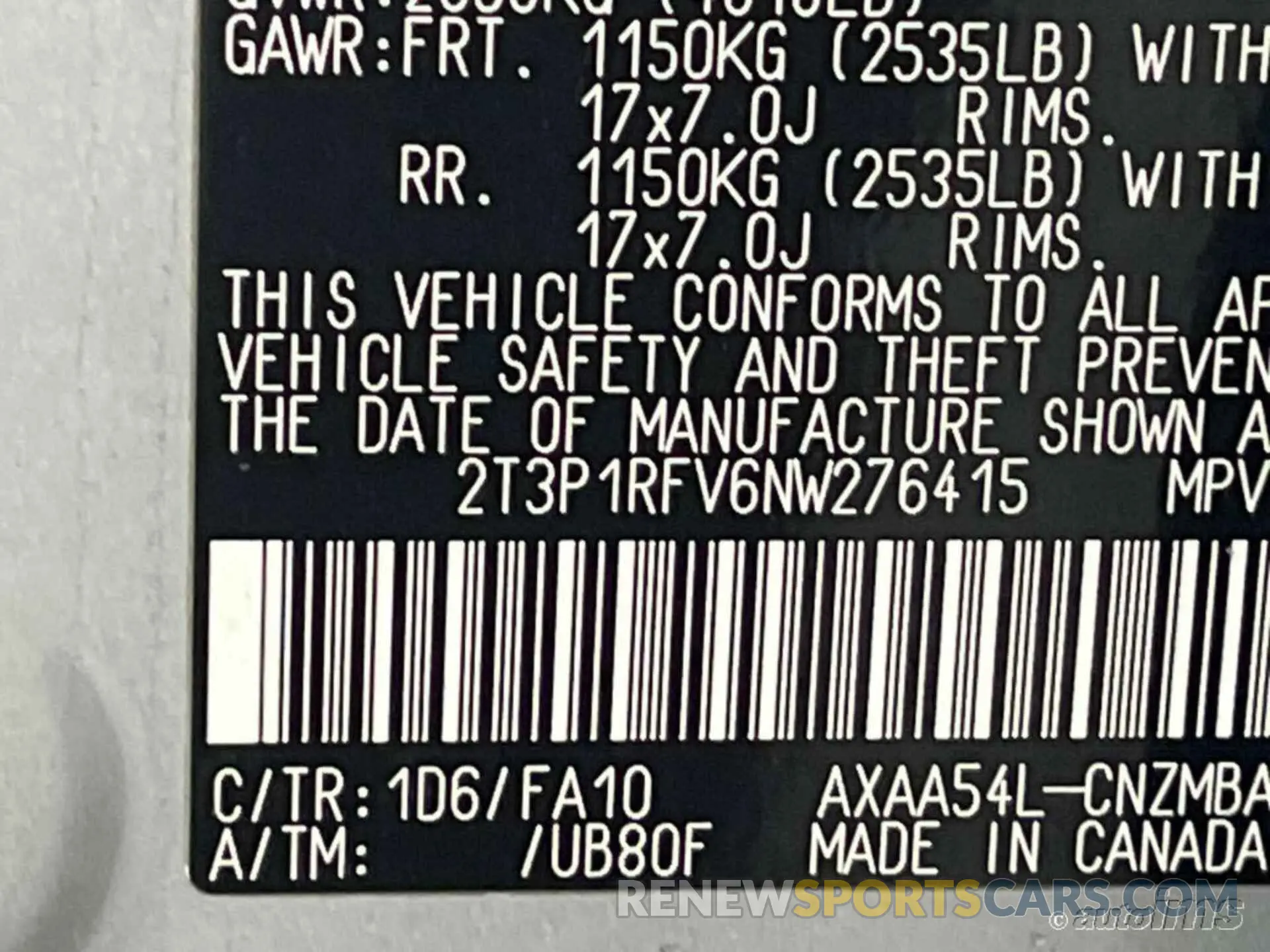 10 fotografías del automóvil dañado 2T3P1RFV6NW276415 TOYOTA RAV4 2022