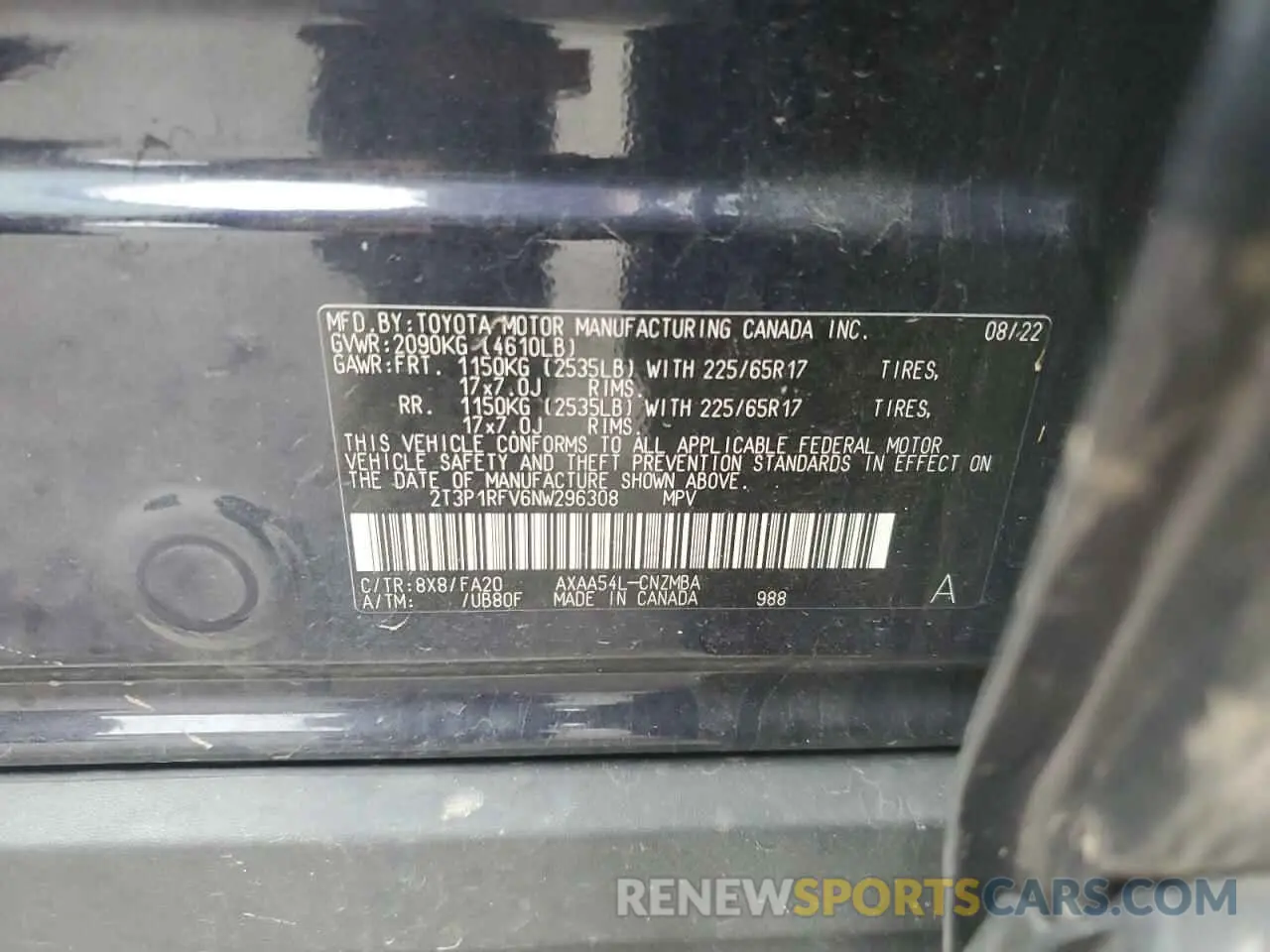 13 fotografías del automóvil dañado 2T3P1RFV6NW296308 TOYOTA RAV4 2022