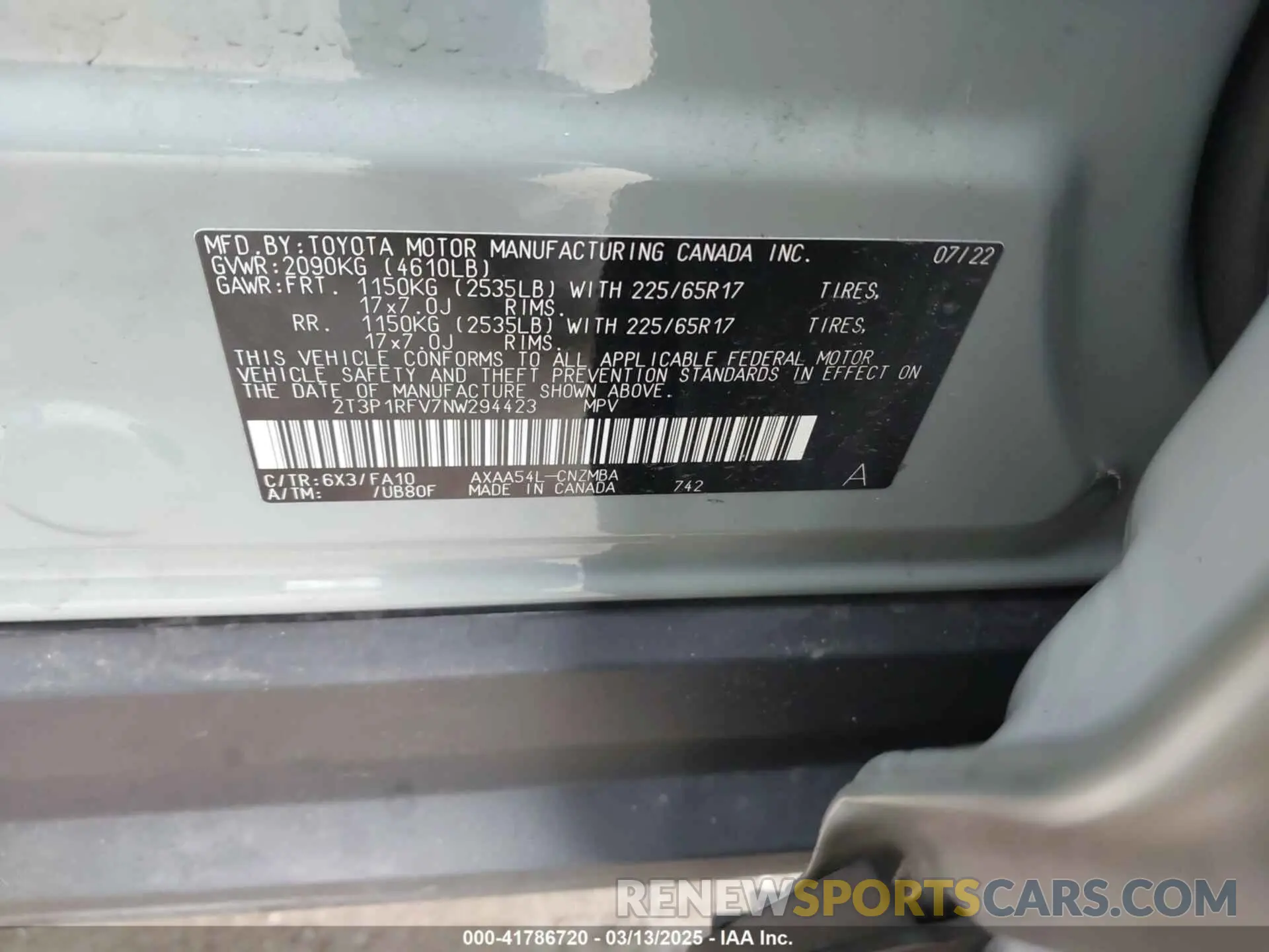 9 fotografías del automóvil dañado 2T3P1RFV7NW294423 TOYOTA RAV4 2022