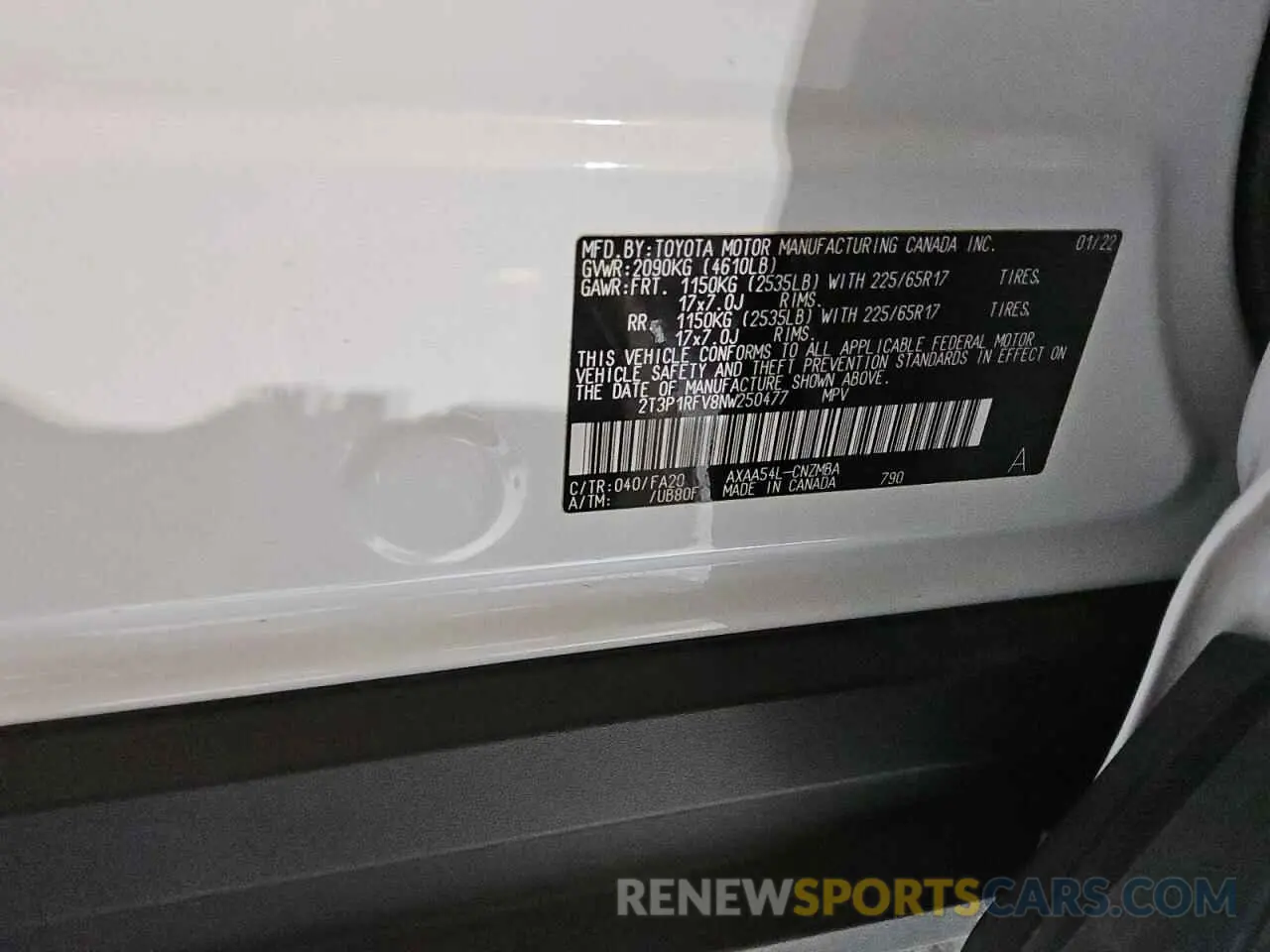 13 fotografías del automóvil dañado 2T3P1RFV8NW250477 TOYOTA RAV4 2022