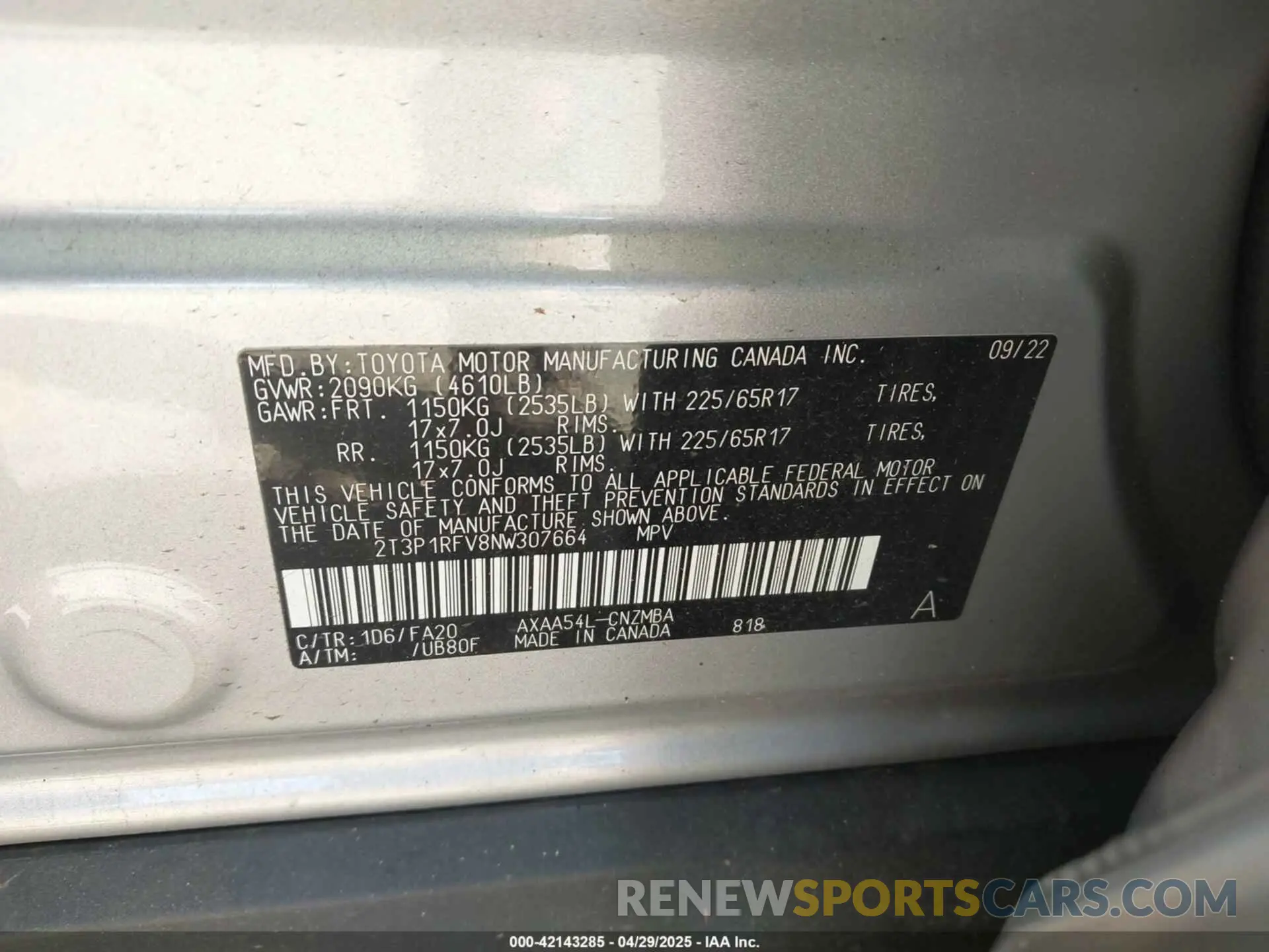 9 fotografías del automóvil dañado 2T3P1RFV8NW307664 TOYOTA RAV4 2022