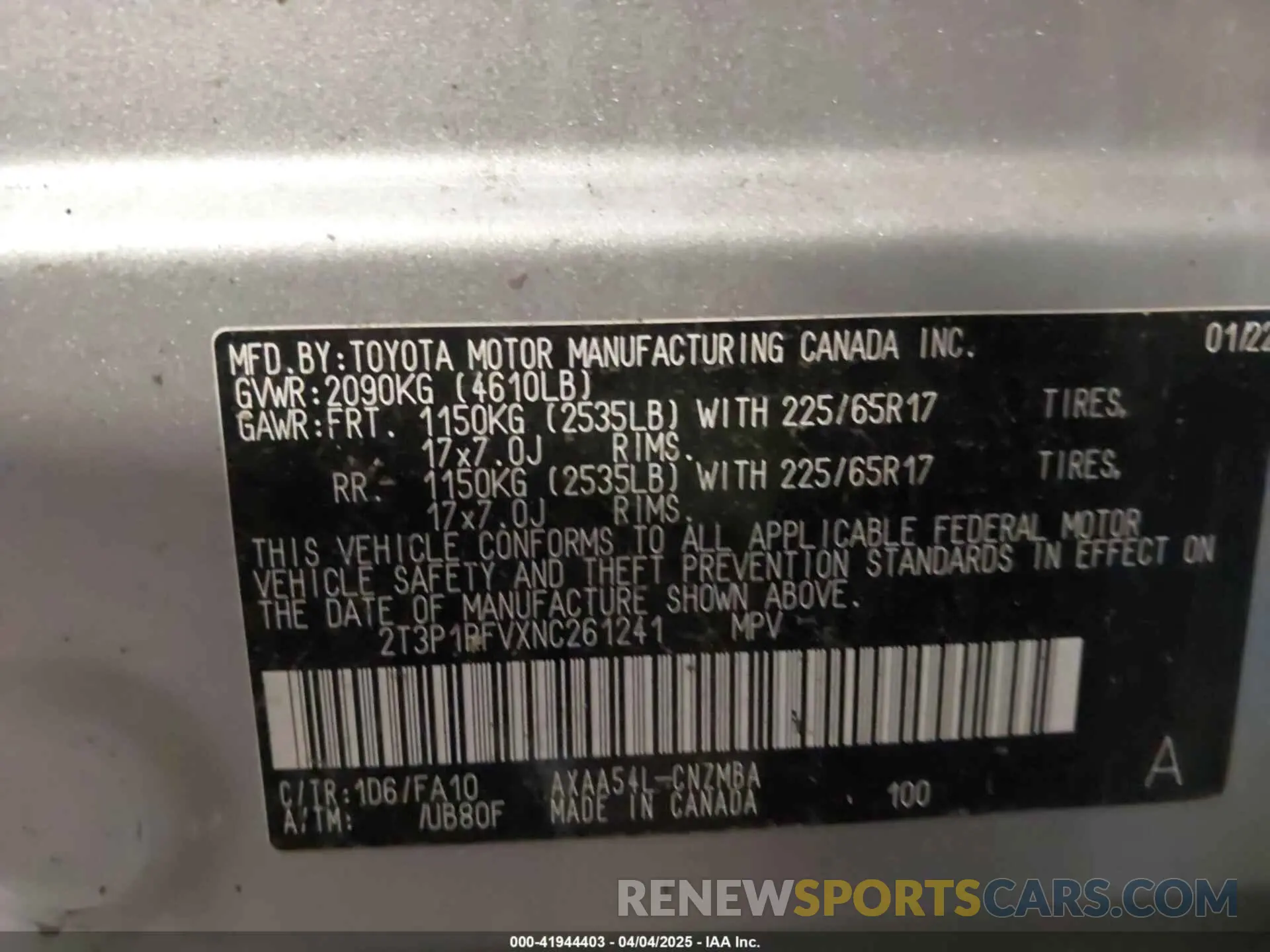 9 fotografías del automóvil dañado 2T3P1RFVXNC261241 TOYOTA RAV4 2022
