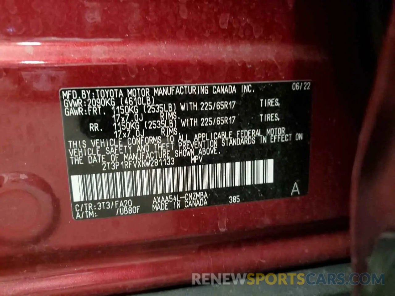 13 fotografías del automóvil dañado 2T3P1RFVXNW281133 TOYOTA RAV4 2022