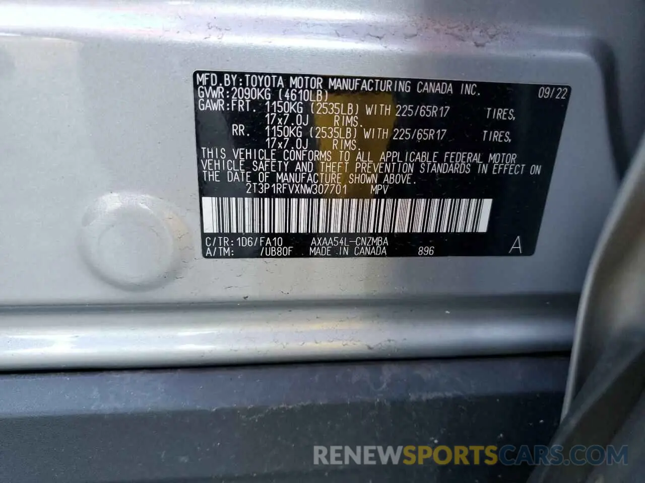 13 fotografías del automóvil dañado 2T3P1RFVXNW307701 TOYOTA RAV4 2022