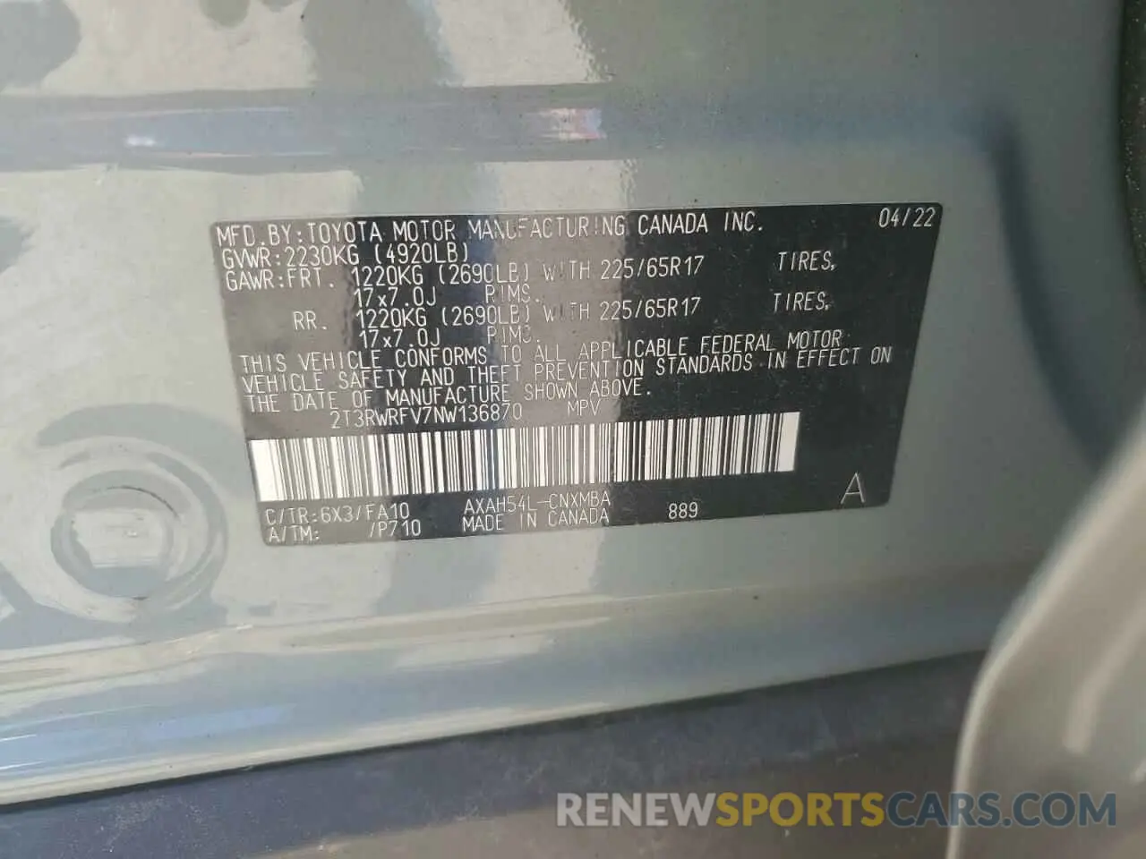 13 fotografías del automóvil dañado 2T3RWRFV7NW136870 TOYOTA RAV4 2022