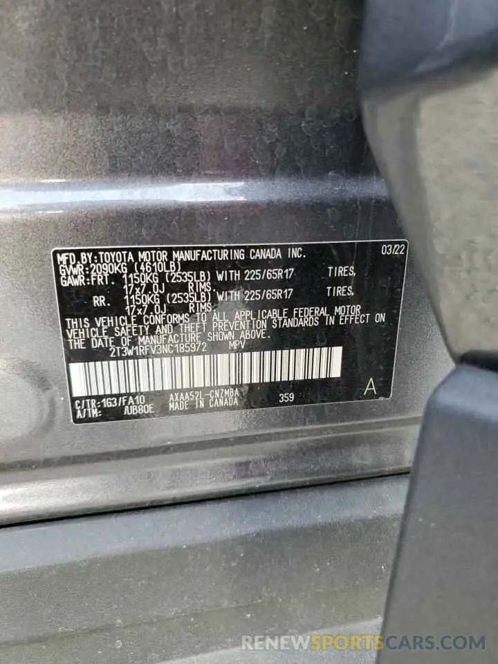 14 fotografías del automóvil dañado 2T3W1RFV3NC185972 TOYOTA RAV4 2022
