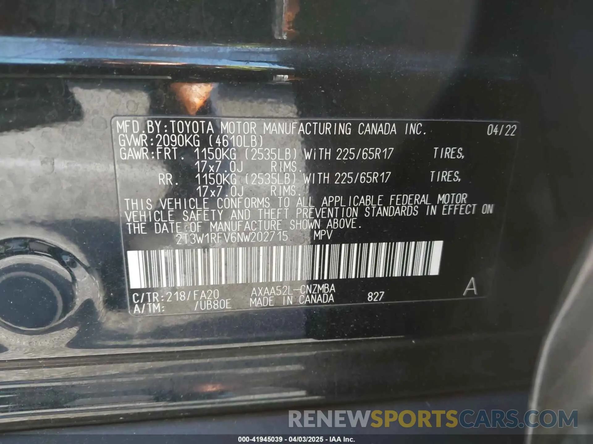 9 fotografías del automóvil dañado 2T3W1RFV6NW202715 TOYOTA RAV4 2022